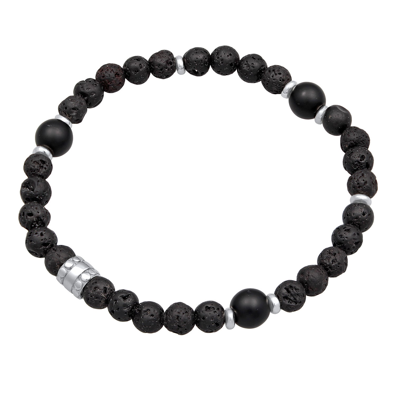 Schwarz - KUZZOI | Armband Beads | Lava (Schwarz) | 925er Sterling Silber