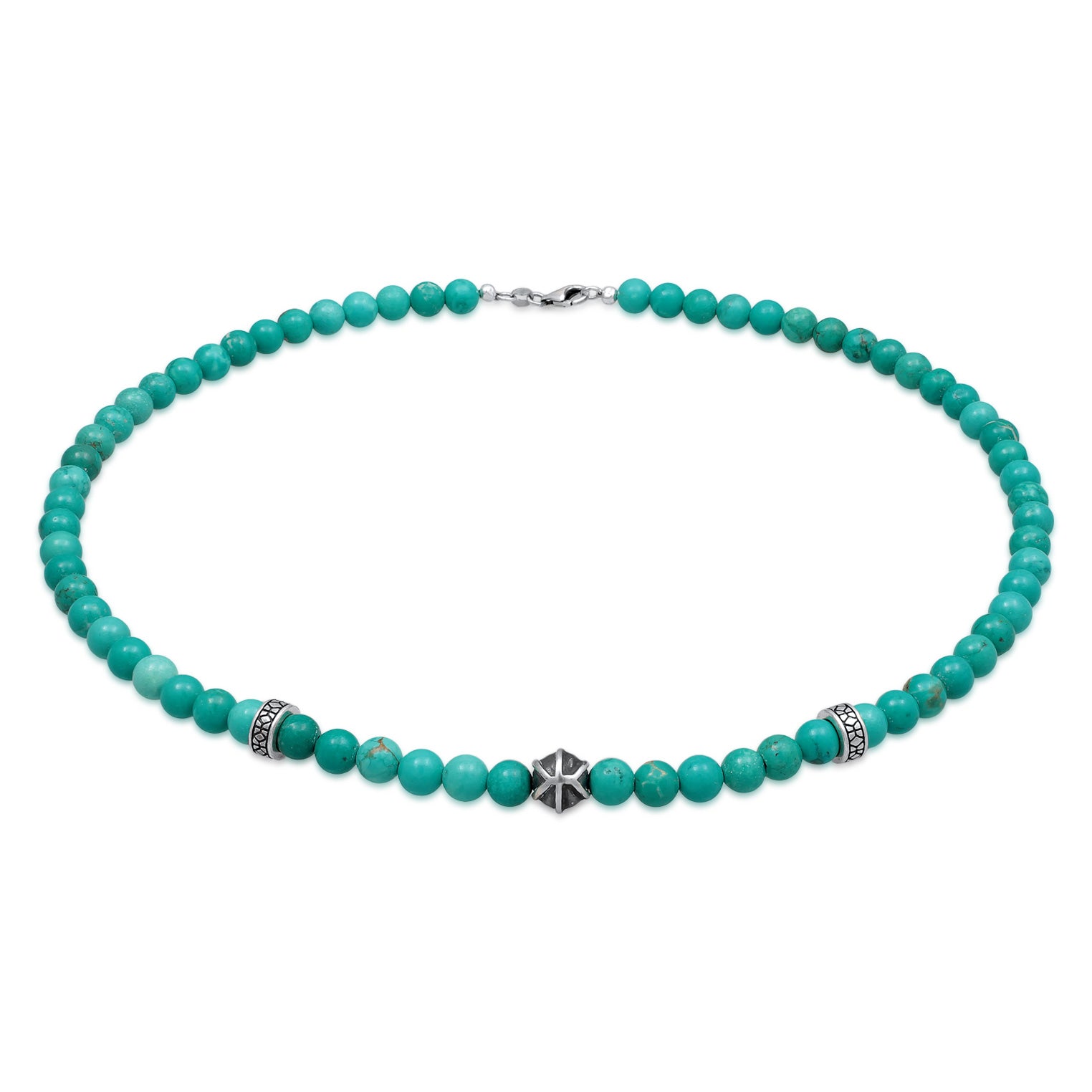 Türkis - KUZZOI | Halskette Beads Vintage | Howlith (Türkis) | 925er Sterling Silber