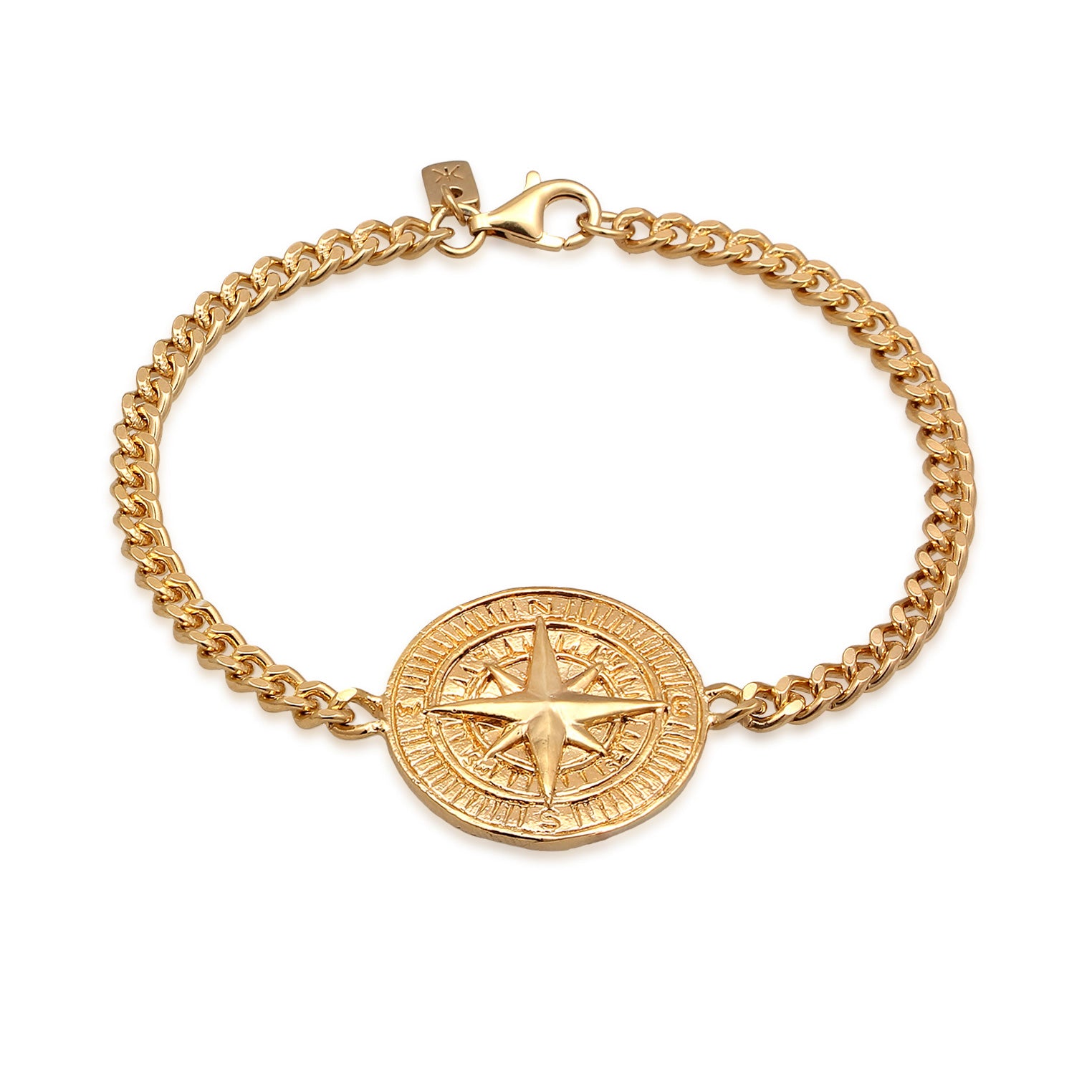 Gold - KUZZOI | Panzer-Armband Kompass | 925er Sterling Silber Vergoldet