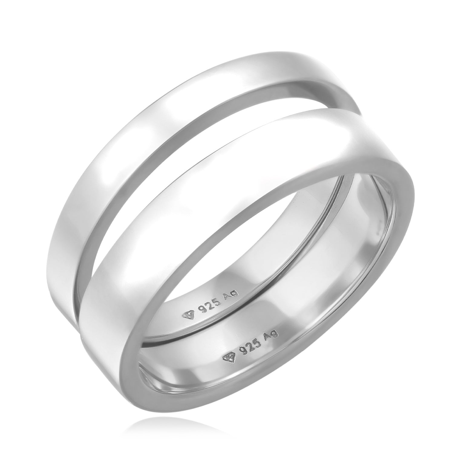 Silber - KUZZOI | Bandring 2er Set | 925 Sterling Silber