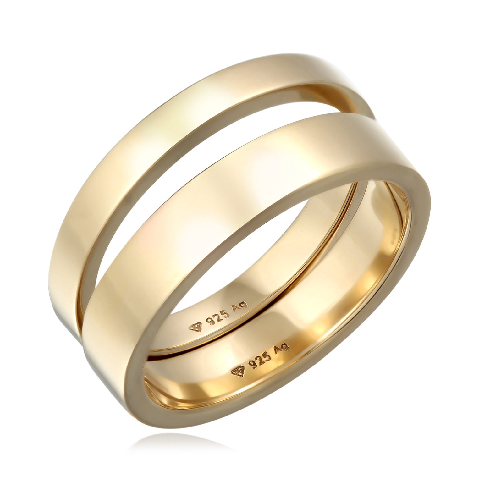 Gold - KUZZOI | Bandring 2er Set | 925 Sterling Silber vergoldet