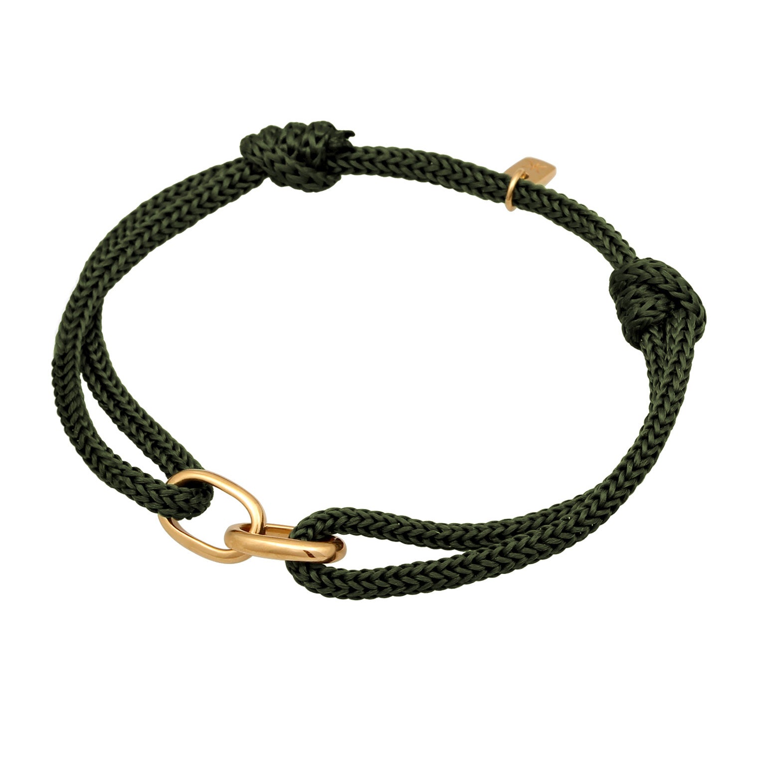 Olivgrün - KUZZOI | Armband Glieder Element | Nylon (Olive) | 925 Sterling Silber vergoldet