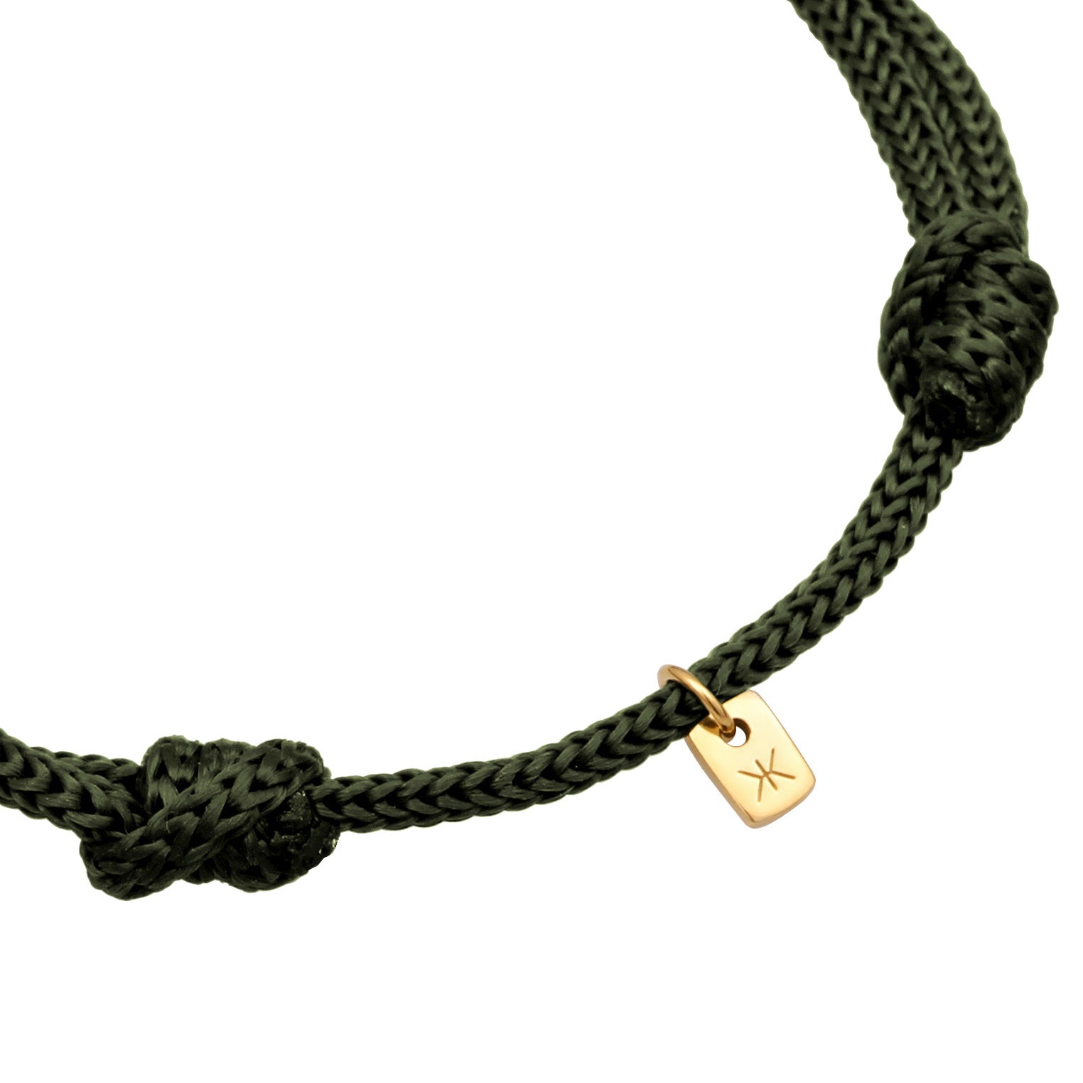 Olivgrün - KUZZOI | Armband Glieder Element | Nylon (Olive) | 925 Sterling Silber vergoldet