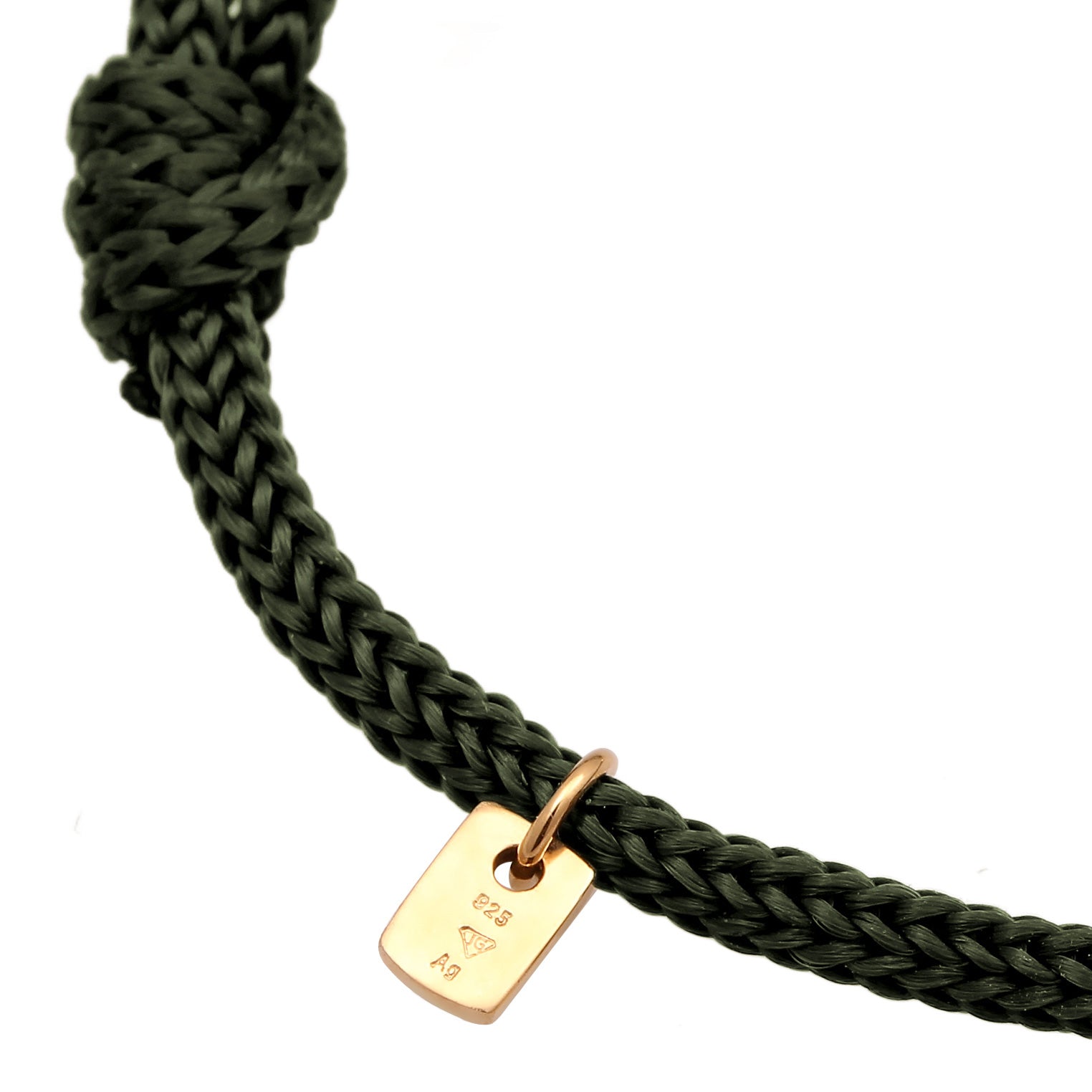 Olivgrün - KUZZOI | Armband Glieder Element | Nylon (Olive) | 925 Sterling Silber vergoldet