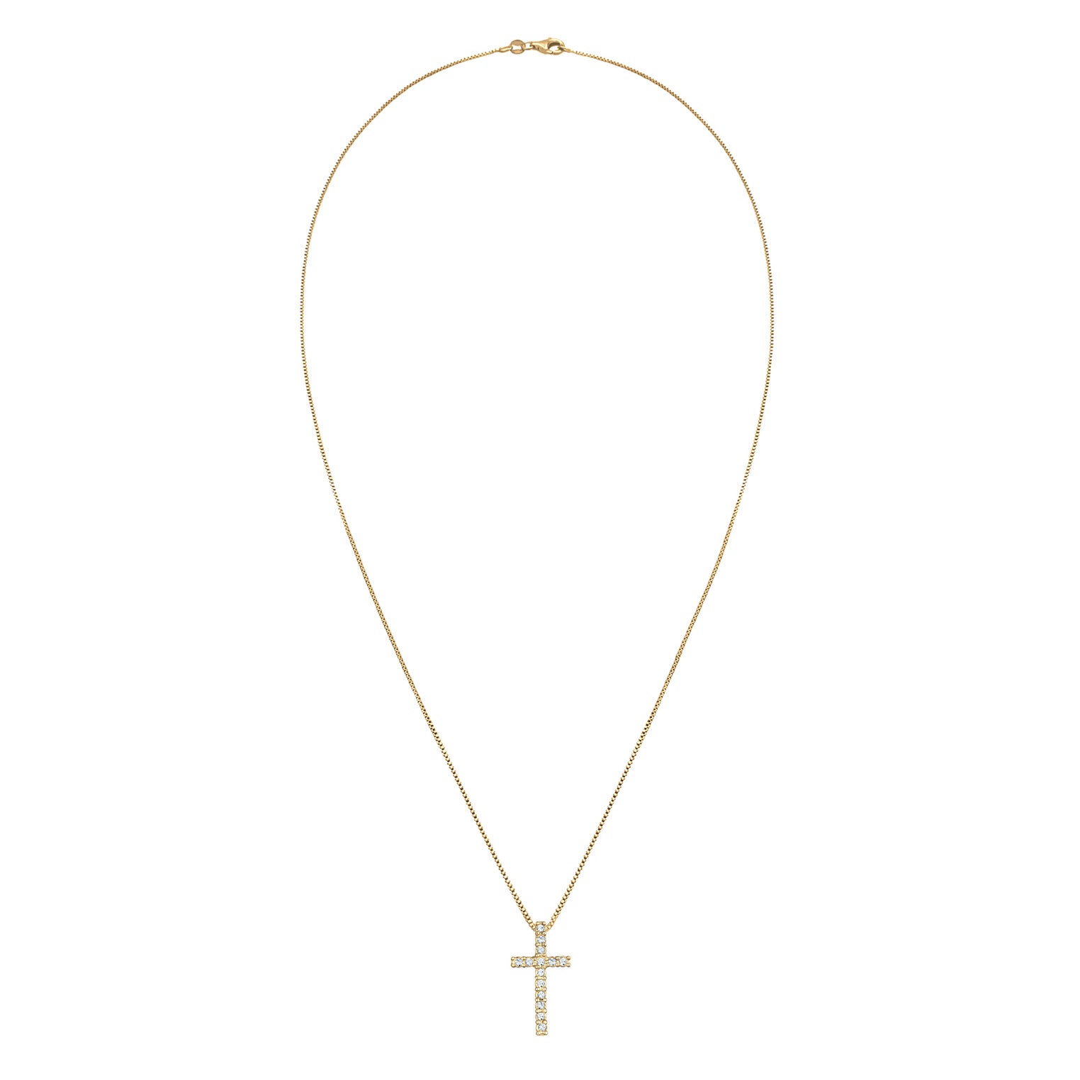 Gold - KUZZOI | Halskette Kreuz Anhänger | Mit Kristallen von Swarovski® (Weiß) | 925 Sterling Silber vergoldet