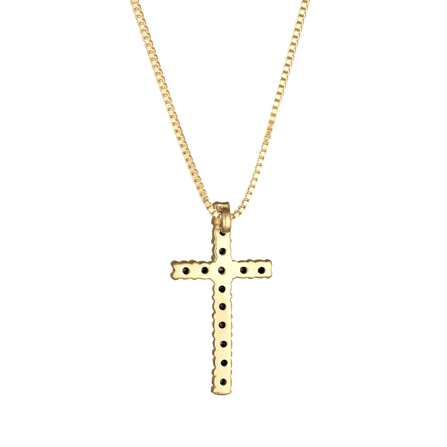 Gold - KUZZOI | Halskette Kreuz Anhänger | Mit Kristallen von Swarovski® (Weiß) | 925 Sterling Silber vergoldet