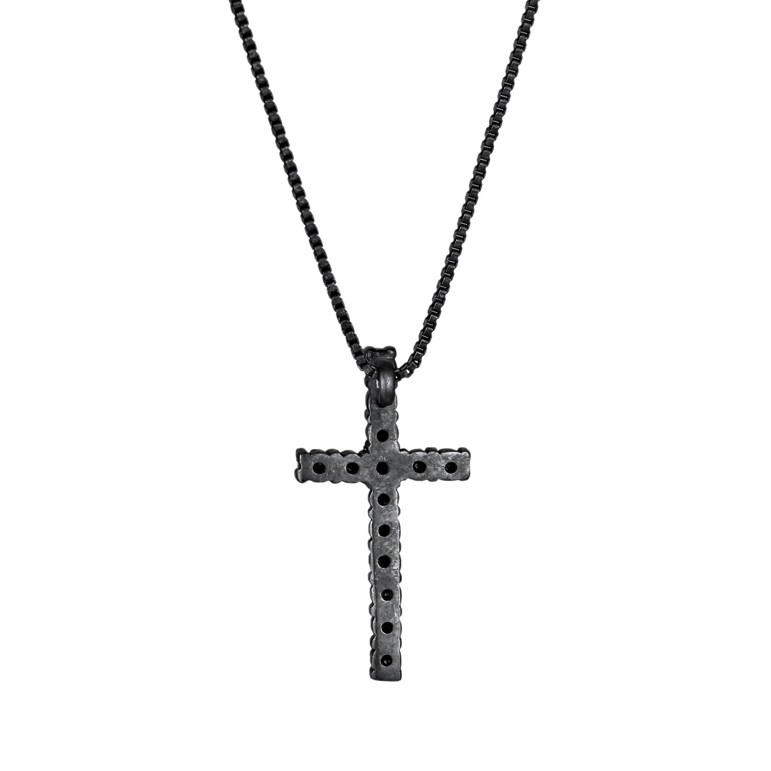 Schwarz - KUZZOI | Halskette Kreuz Anhänger | Glas Kristalle (Schwarz) | 925 Sterling Silber