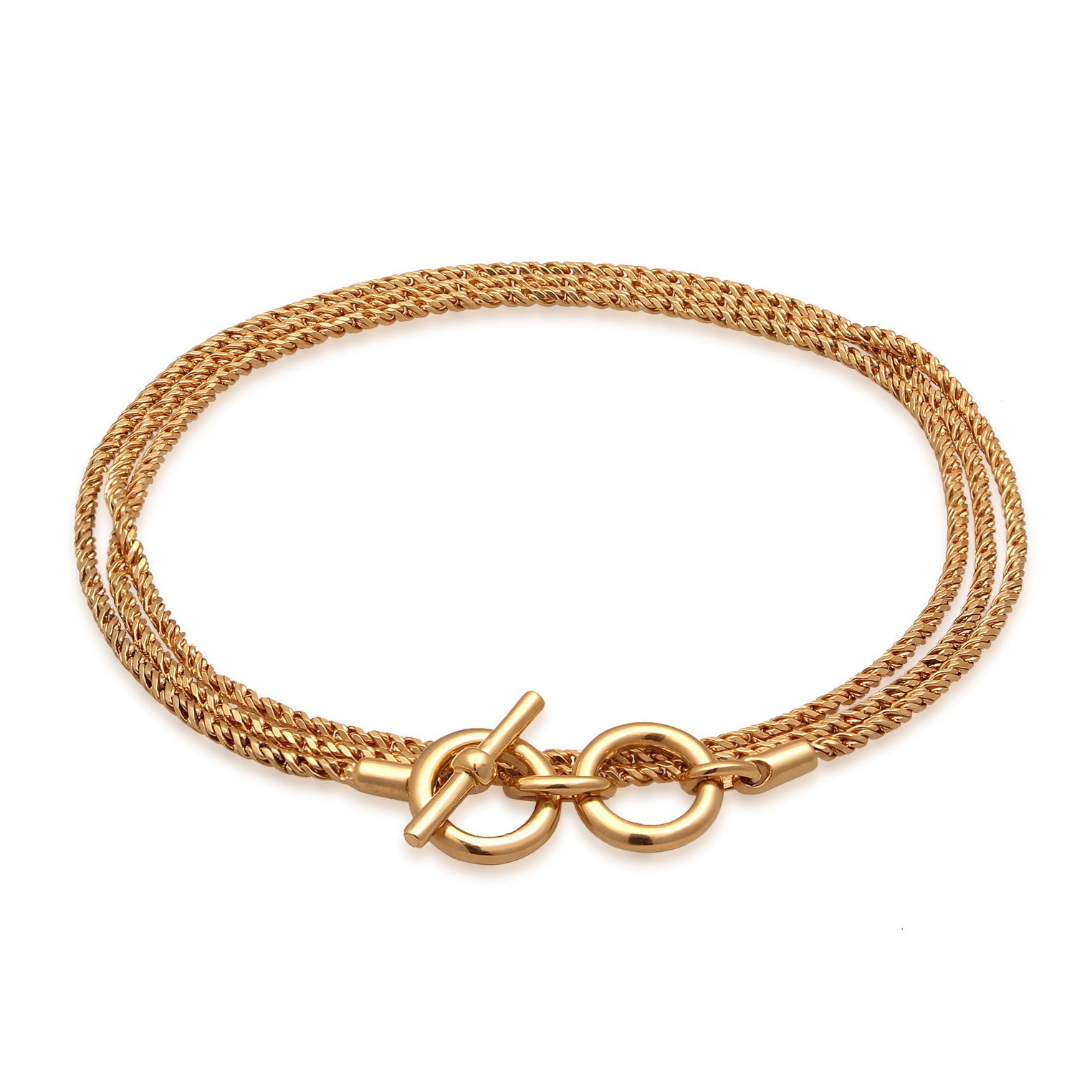 Gold - KUZZOI | Armband Kordelkette T-Bar | 925 Sterling Silber vergoldet