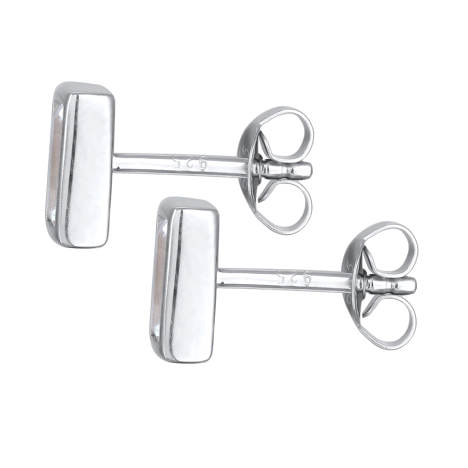 Silber - KUZZOI | Ohrstecker Rechteck | Topas (Weiß) | 925 Sterling Silber