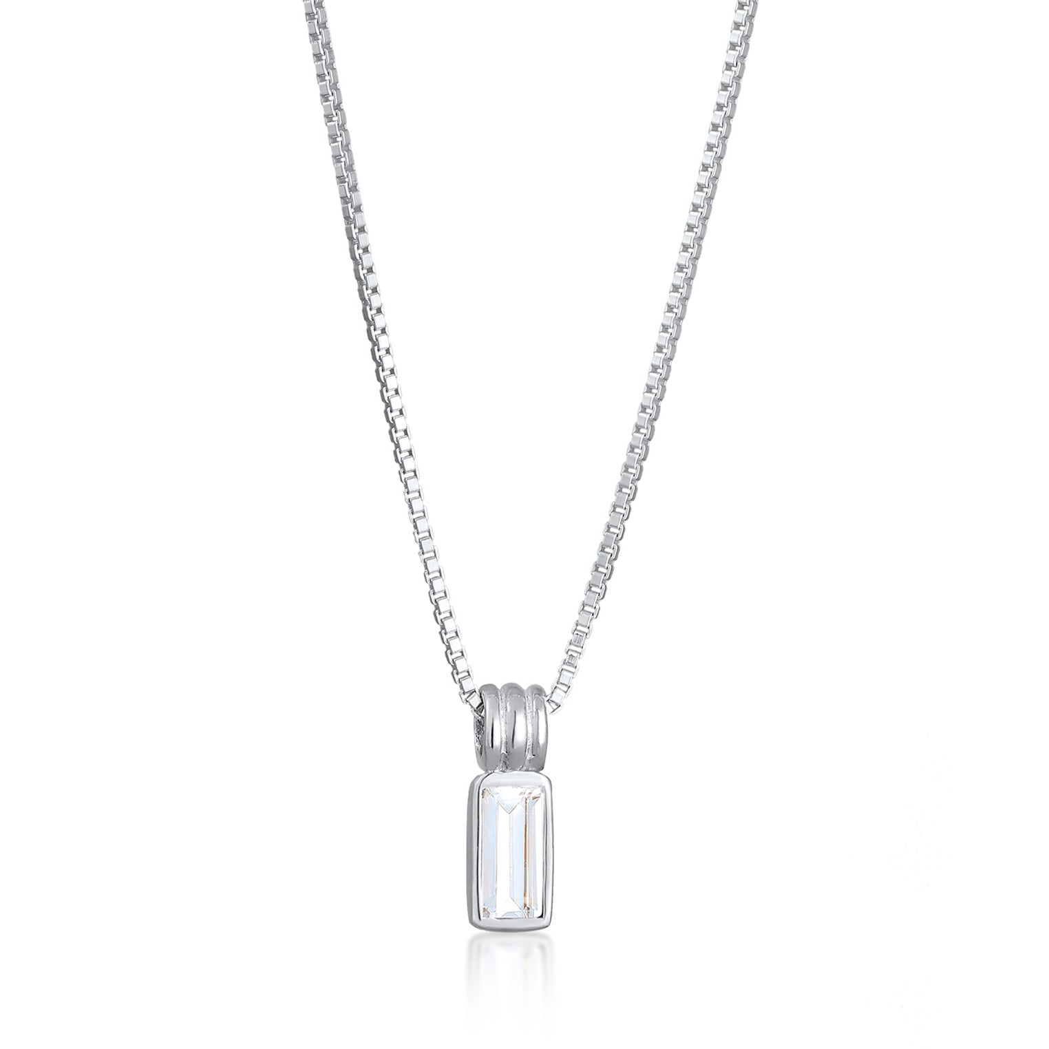 Silber - KUZZOI | Halskette Anhänger Rechteck | Topas (Weiß) | 925 Sterling Silber