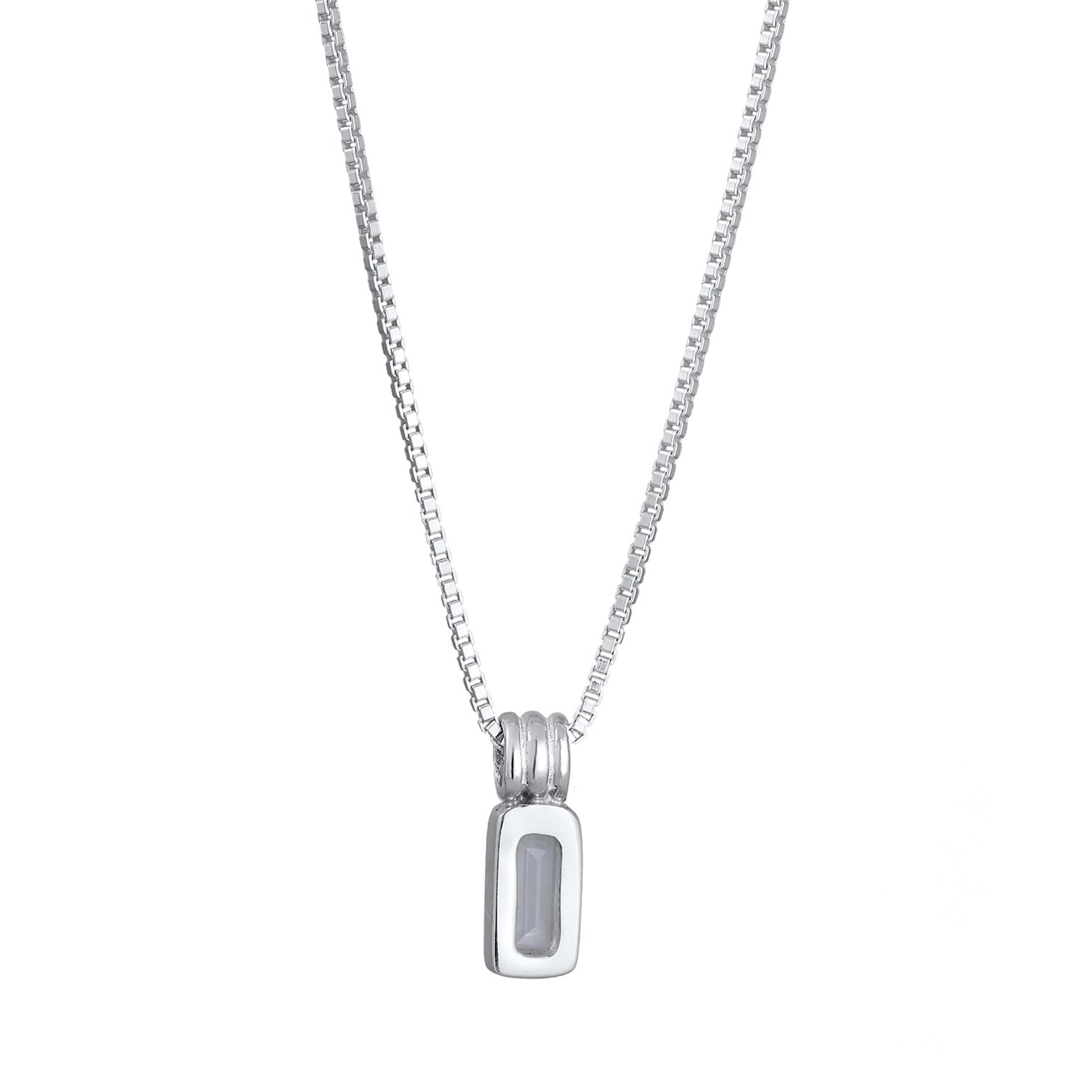 Silber - KUZZOI | Halskette Anhänger Rechteck | Topas (Weiß) | 925 Sterling Silber