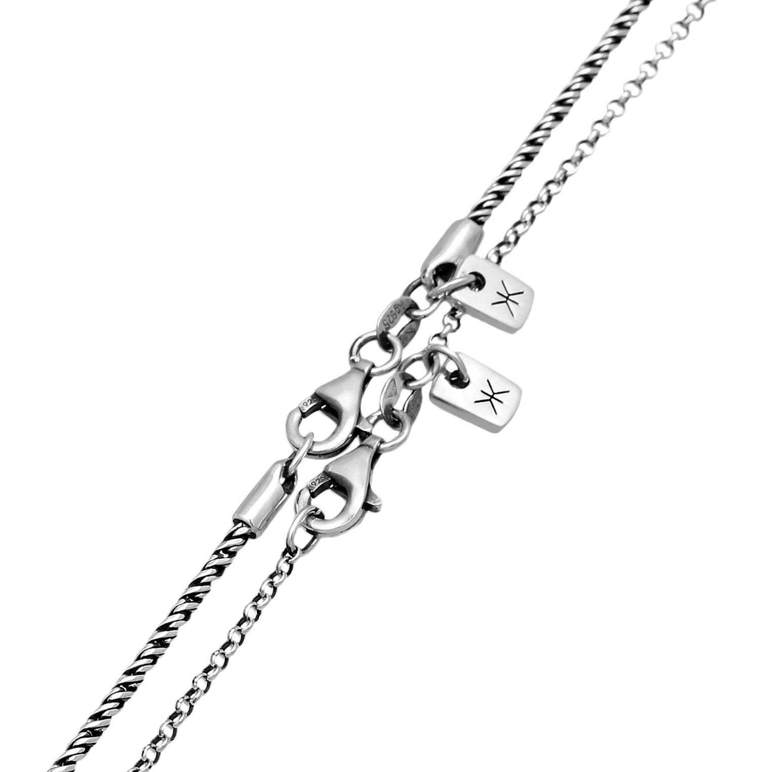 Silber - KUZZOI | Layer-Halskette Feder Anhänger | 925 Sterling Silber oxidiert