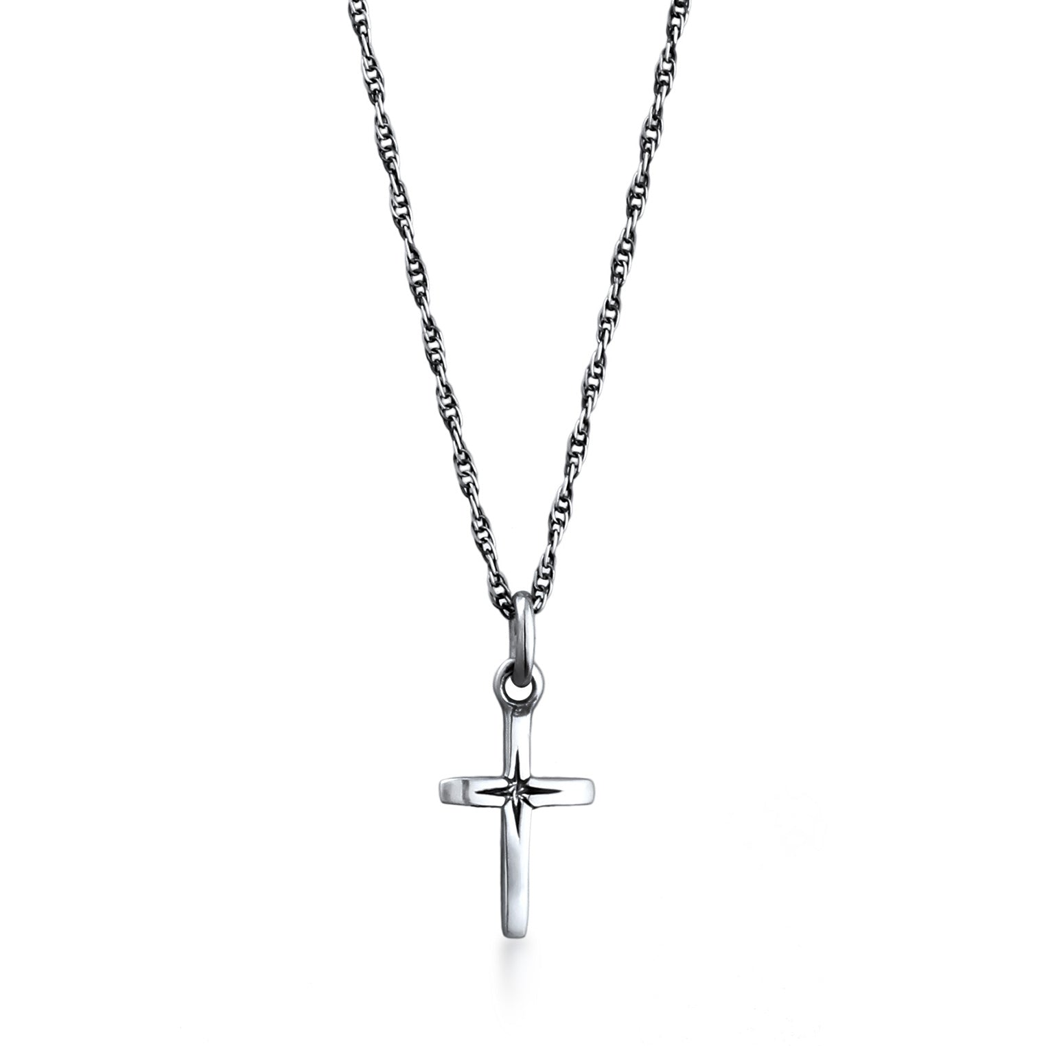 Silber - KUZZOI | Halskette Kreuz Anhänger | 925 Sterling Silber oxidiert