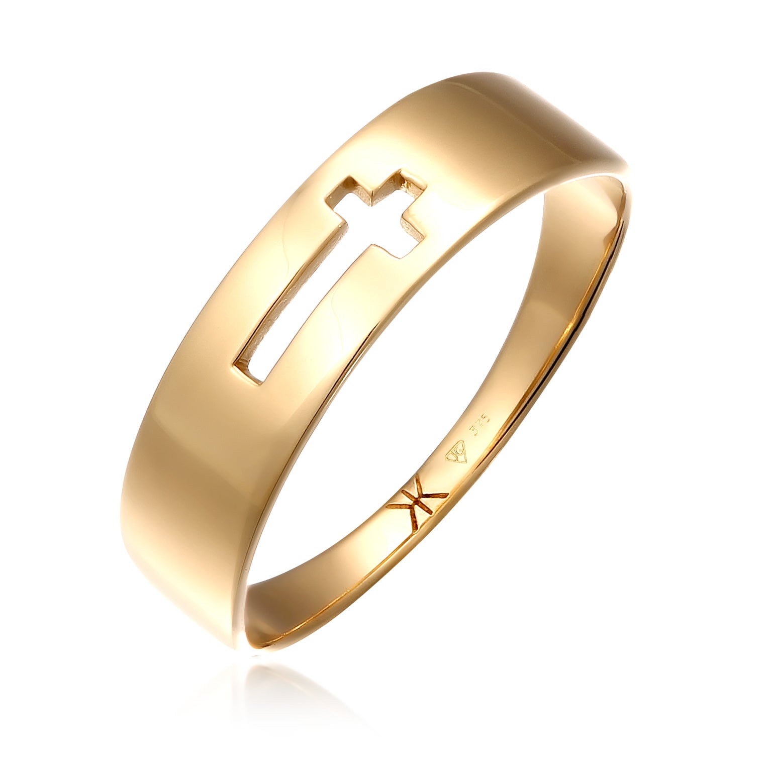 Gold - KUZZOI | Bandring Kreuz | 375 Gelbgold