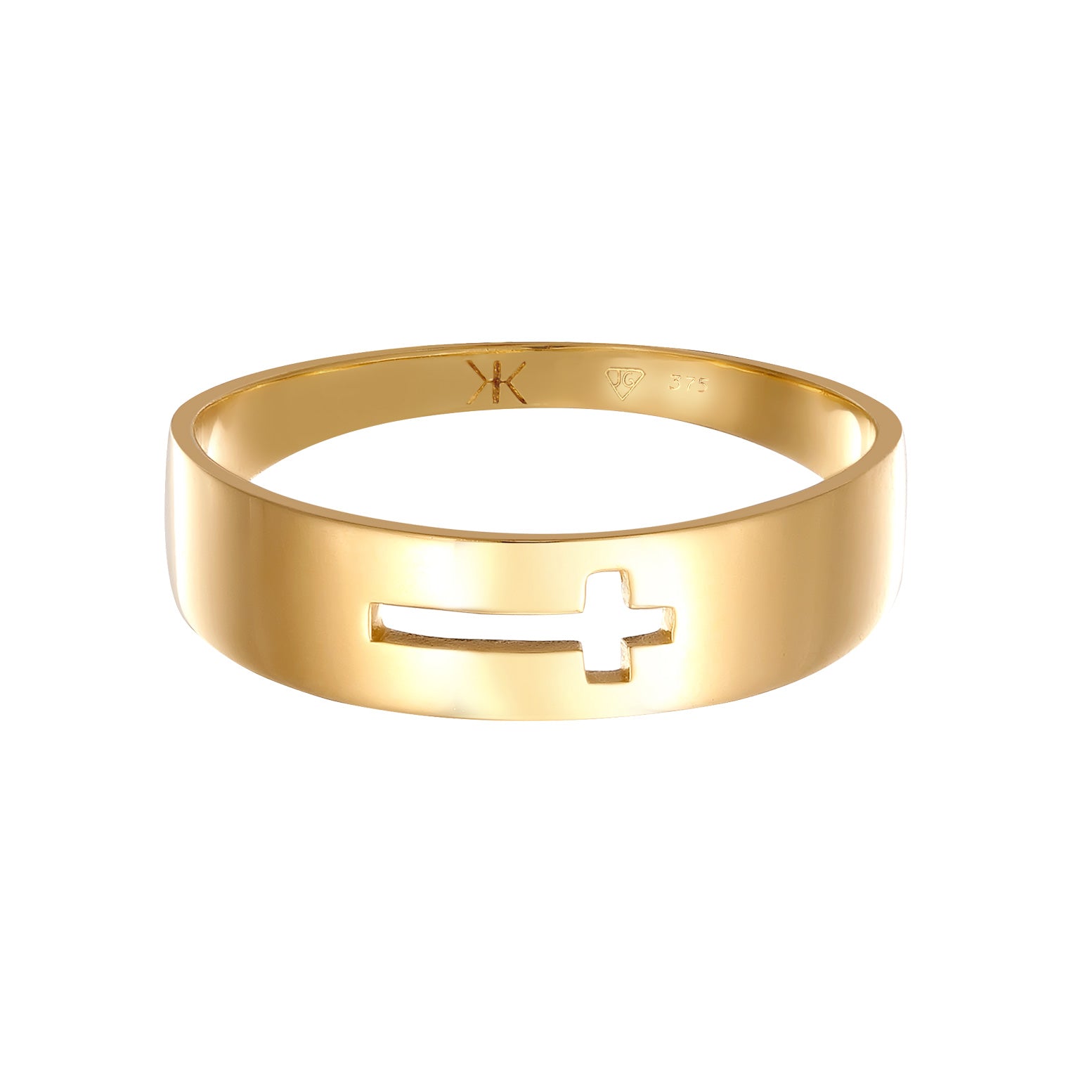 Gold - KUZZOI | Bandring Kreuz | 375 Gelbgold