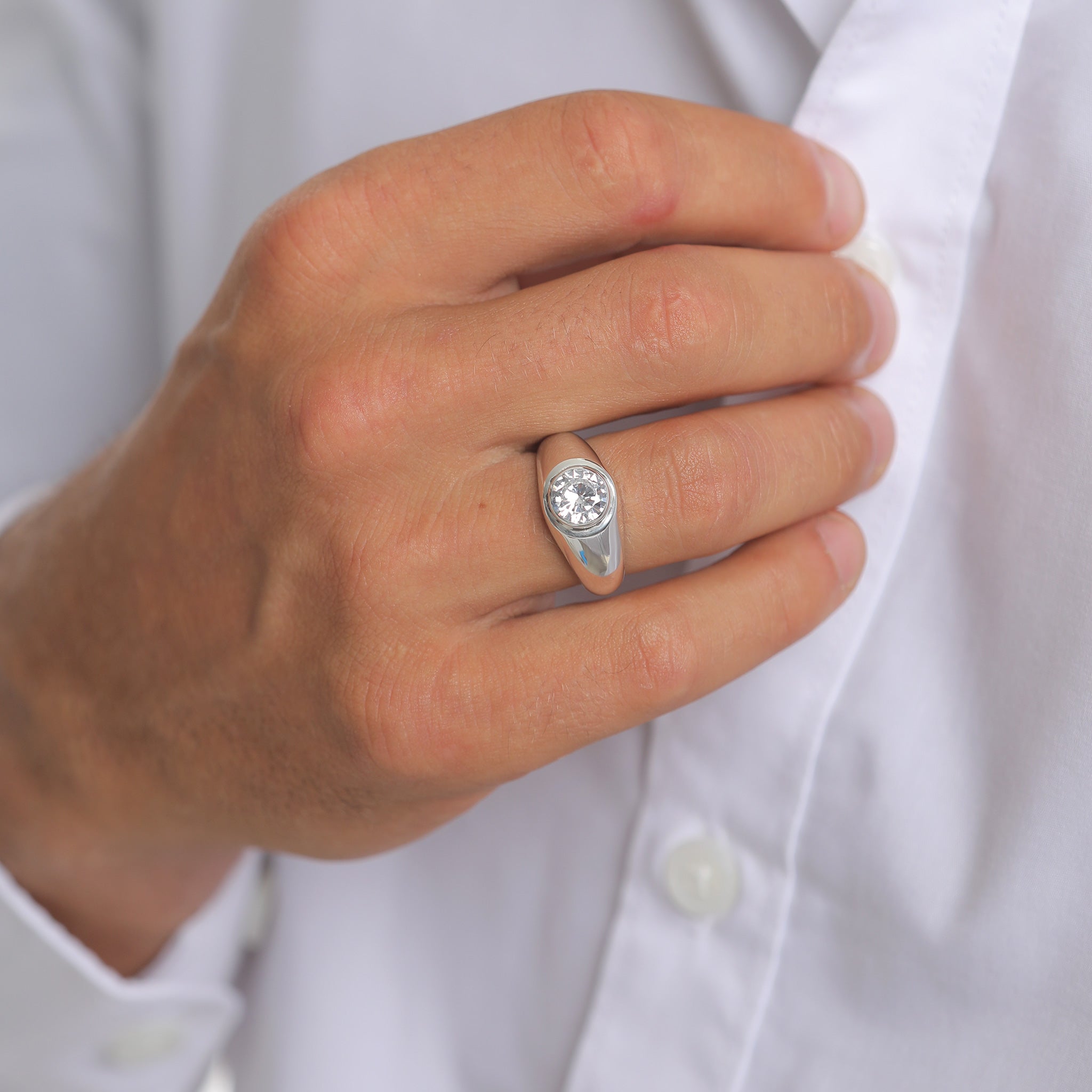 Silber - KUZZOI | Ring Unisex | Zirkonia (Weiß) | 925 Sterling Silber