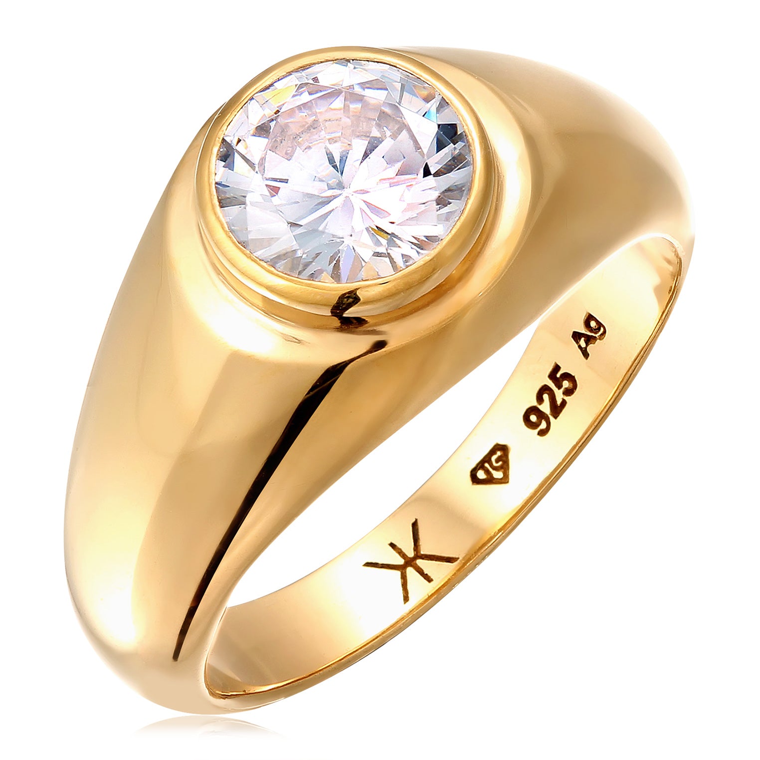 Gold - KUZZOI | Ring Unisex | Zirkonia (Weiß) | 925 Sterling Silber vergoldet