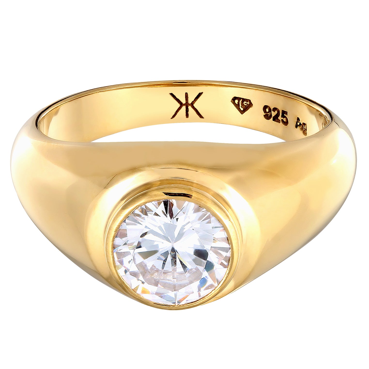 Gold - KUZZOI | Ring Unisex | Zirkonia (Weiß) | 925 Sterling Silber vergoldet