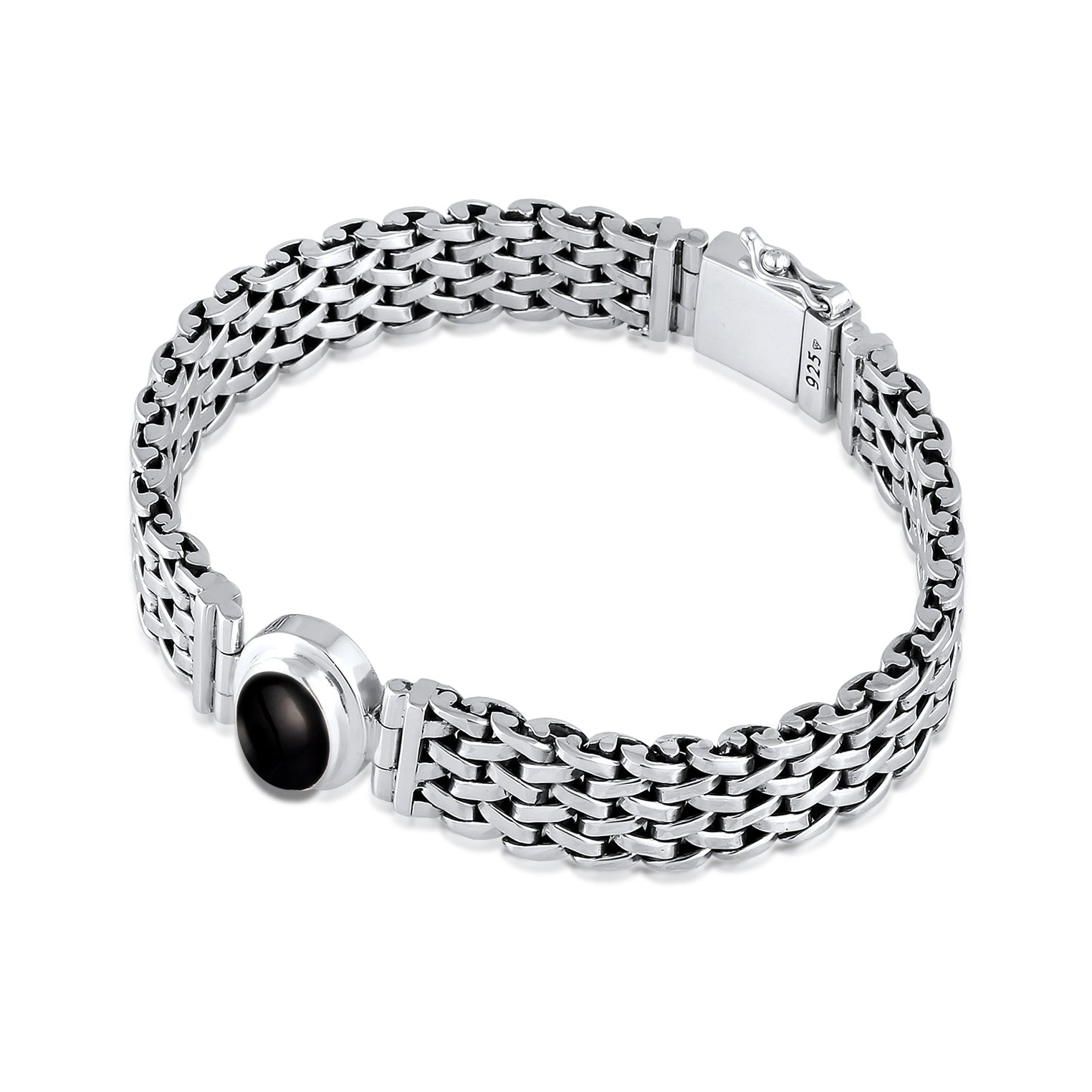 Silber - KUZZOI | Glieder-Armband | Onyx (Schwarz) | 925 Sterling Silber