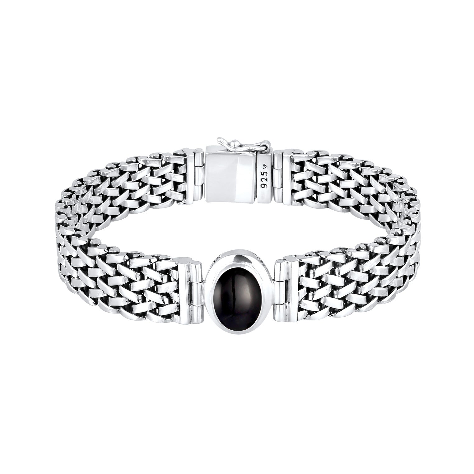 Silber - KUZZOI | Glieder-Armband | Onyx (Schwarz) | 925 Sterling Silber