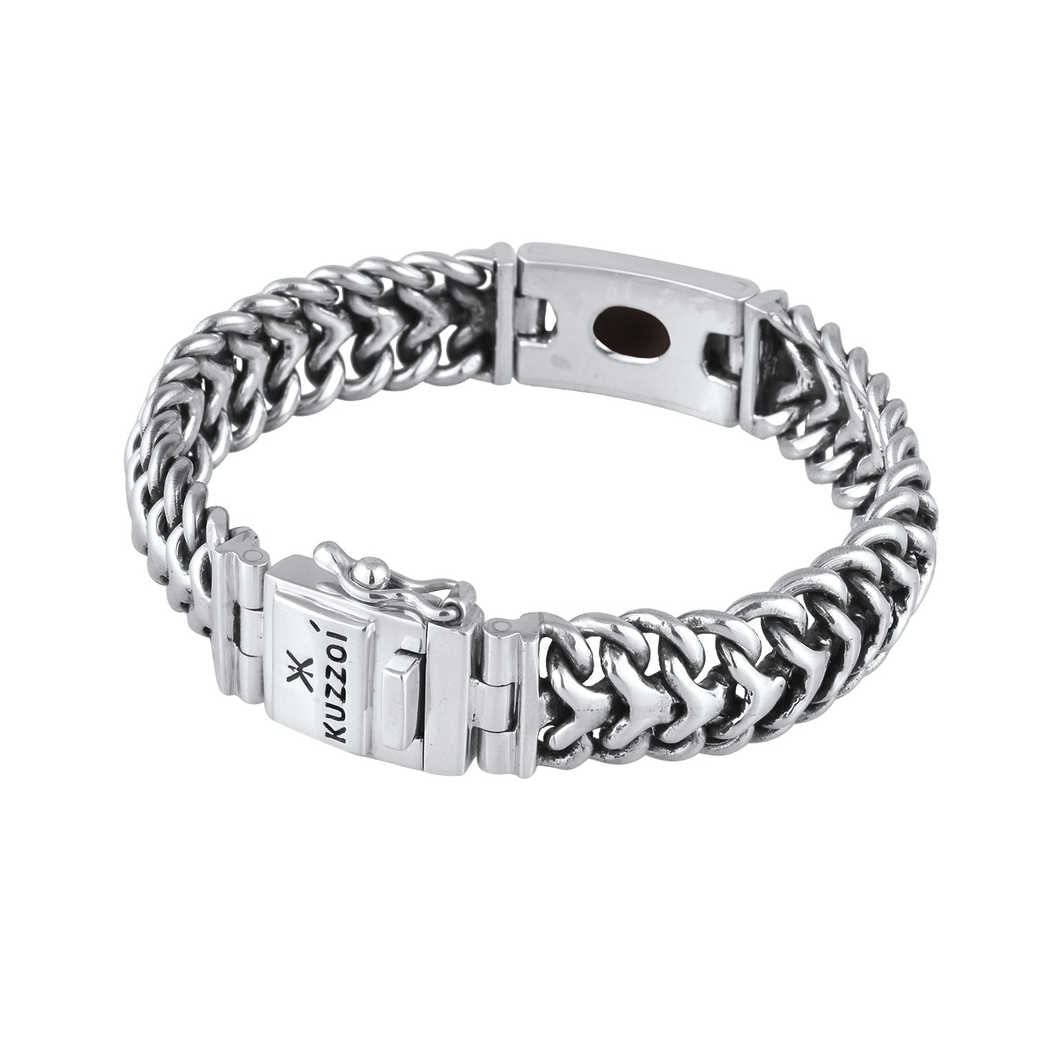 Silber - KUZZOI | Glieder-Armband Oval | Onyx (Schwarz) | 925 Sterling Silber