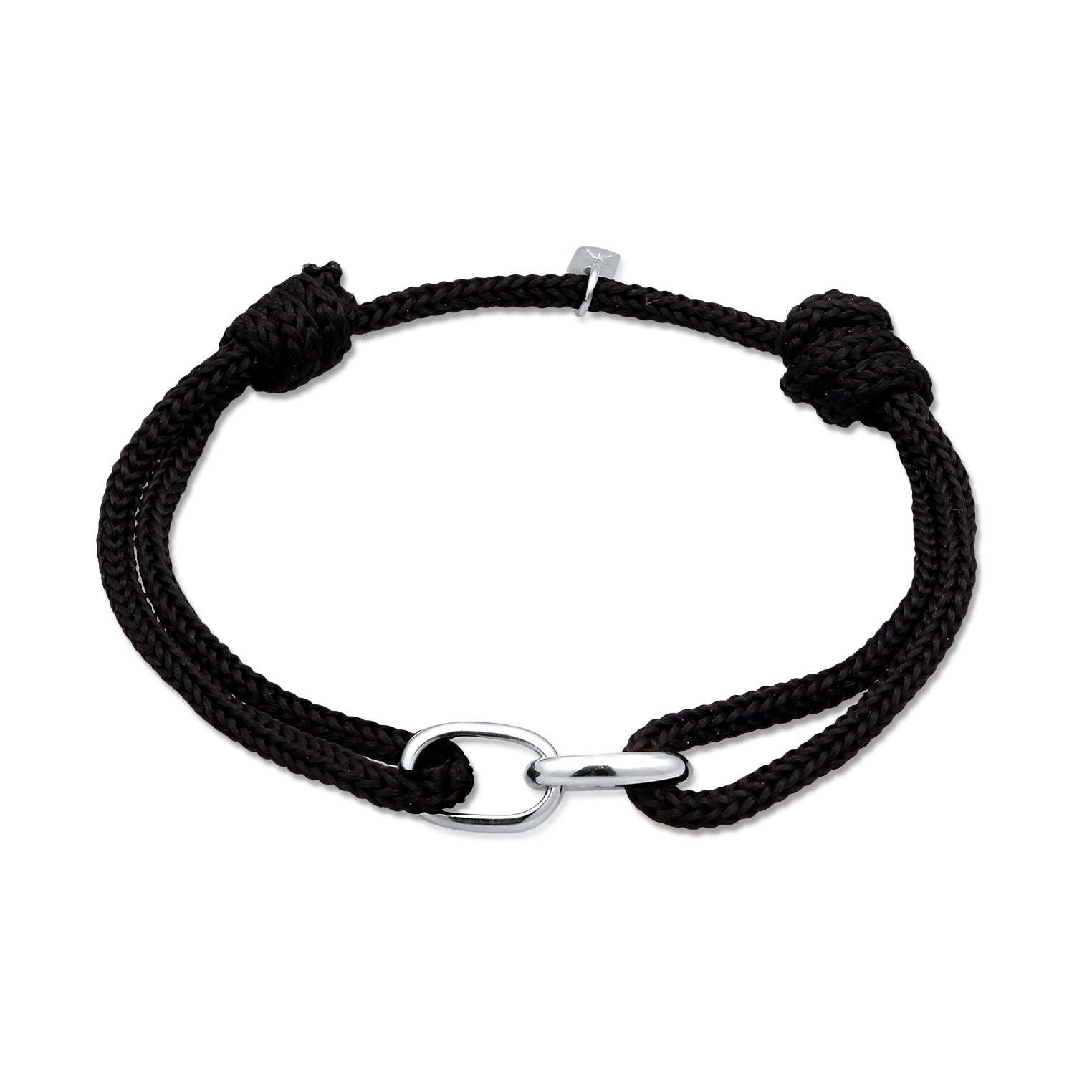 Schwarz - KUZZOI | Armband Glieder Element | Nylon (Schwarz) | 925 Sterling Silber