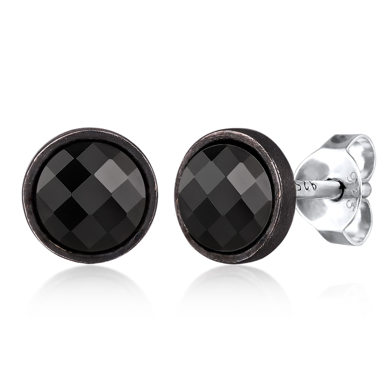 Schwarz - KUZZOI | Ohrstecker Rund | Swarovski Kristalle (Schwarz) | 925 Sterling Silber