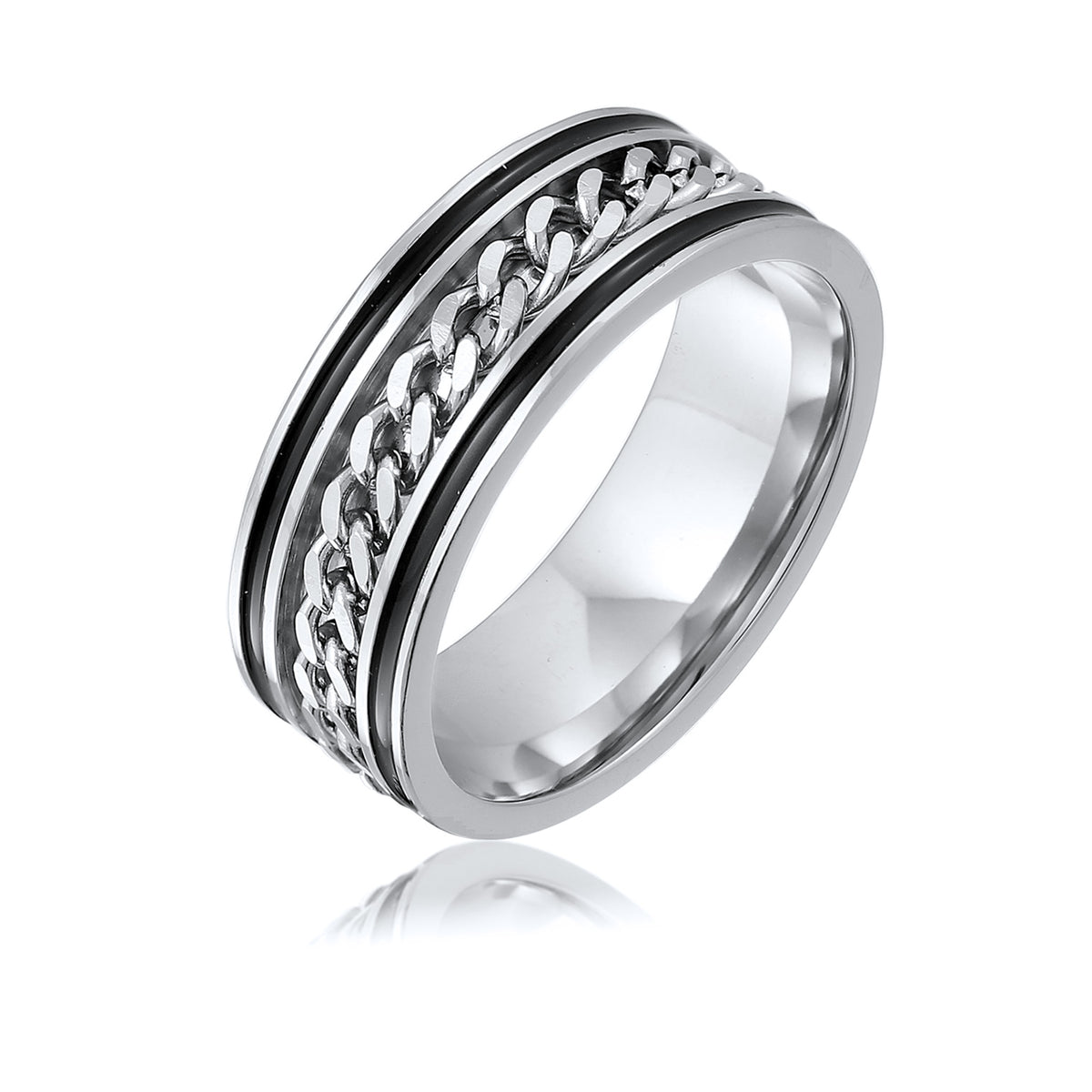 Silber - KUZZOI | Bandring Zopfkette | Edelstahl