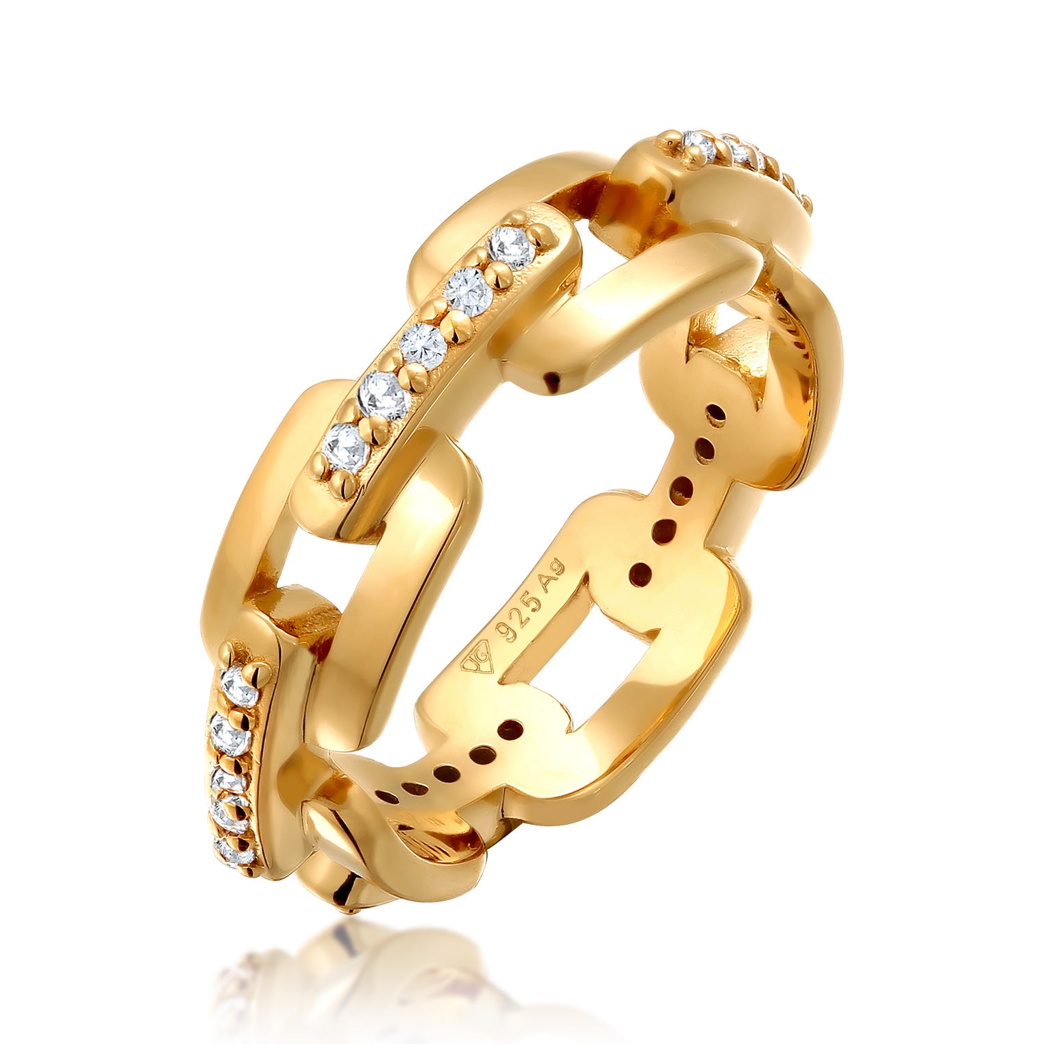 Gold - KUZZOI | Ring Chain | Zirkonia (Weiß) | 925 Sterling Silber vergoldet
