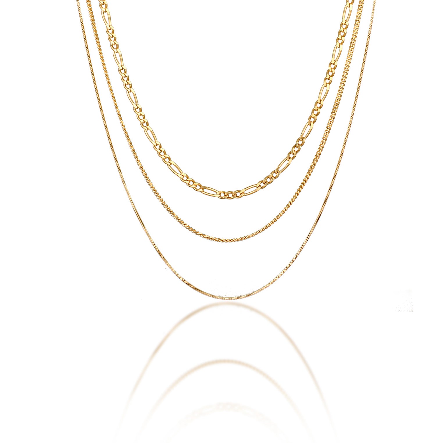 Gold - KUZZOI | Halsketten Set Basic | 925 Sterling Silber vergoldet