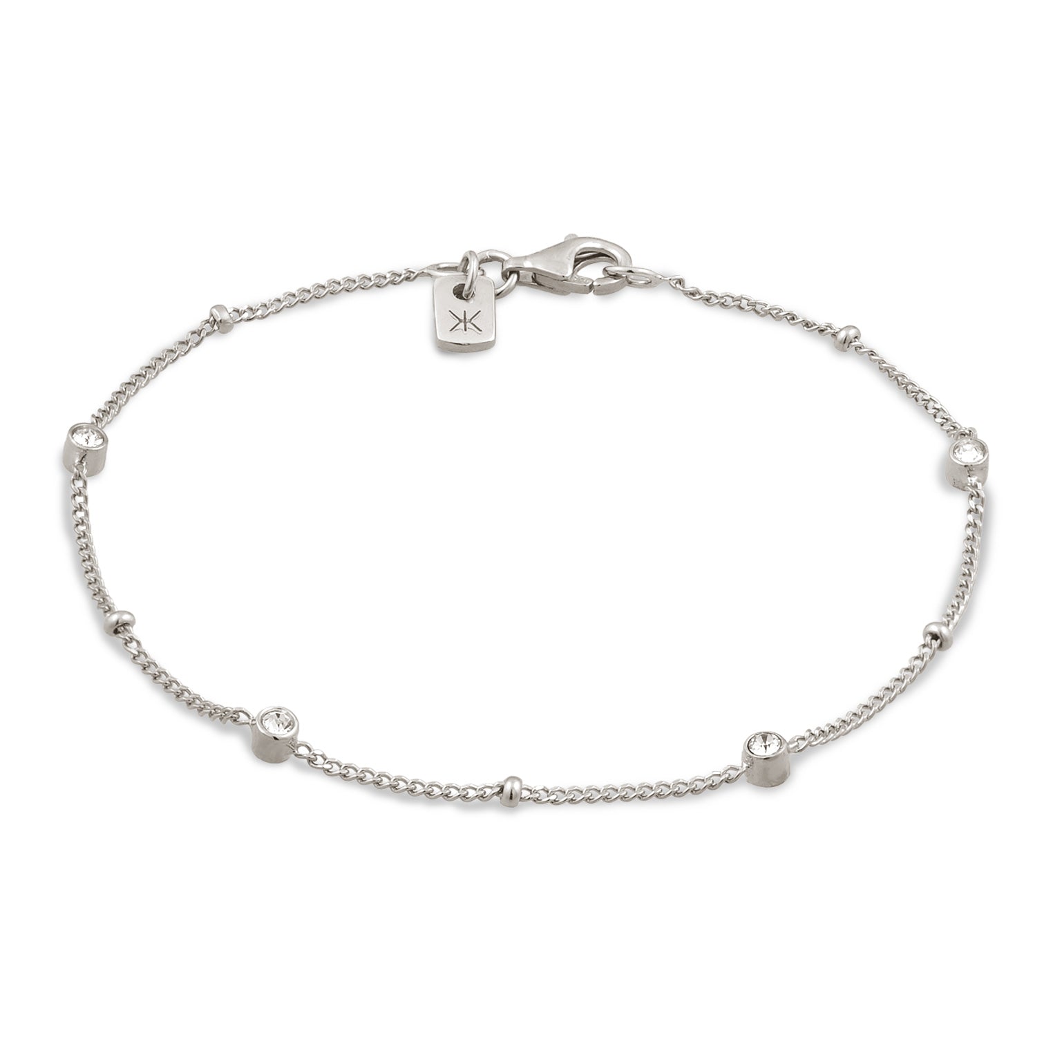 Silber - KUZZOI | Kugel-Armband | Mit Kristallen von Swarovski® (Weiß) | 925 Sterling Silber