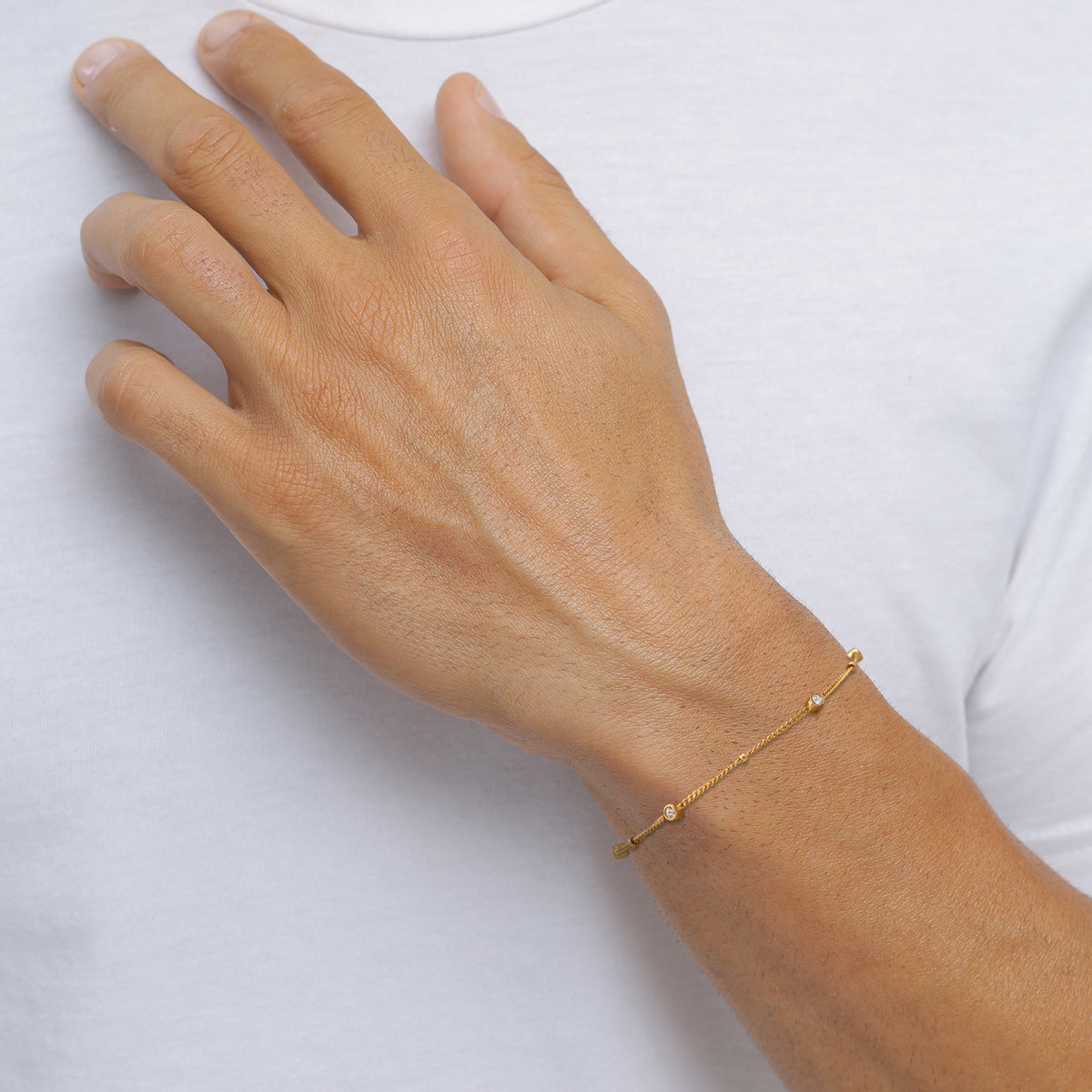 Gold - KUZZOI | Kugel-Armband | Glas Kristalle (Weiß) | 925 Sterling Silber vergoldet