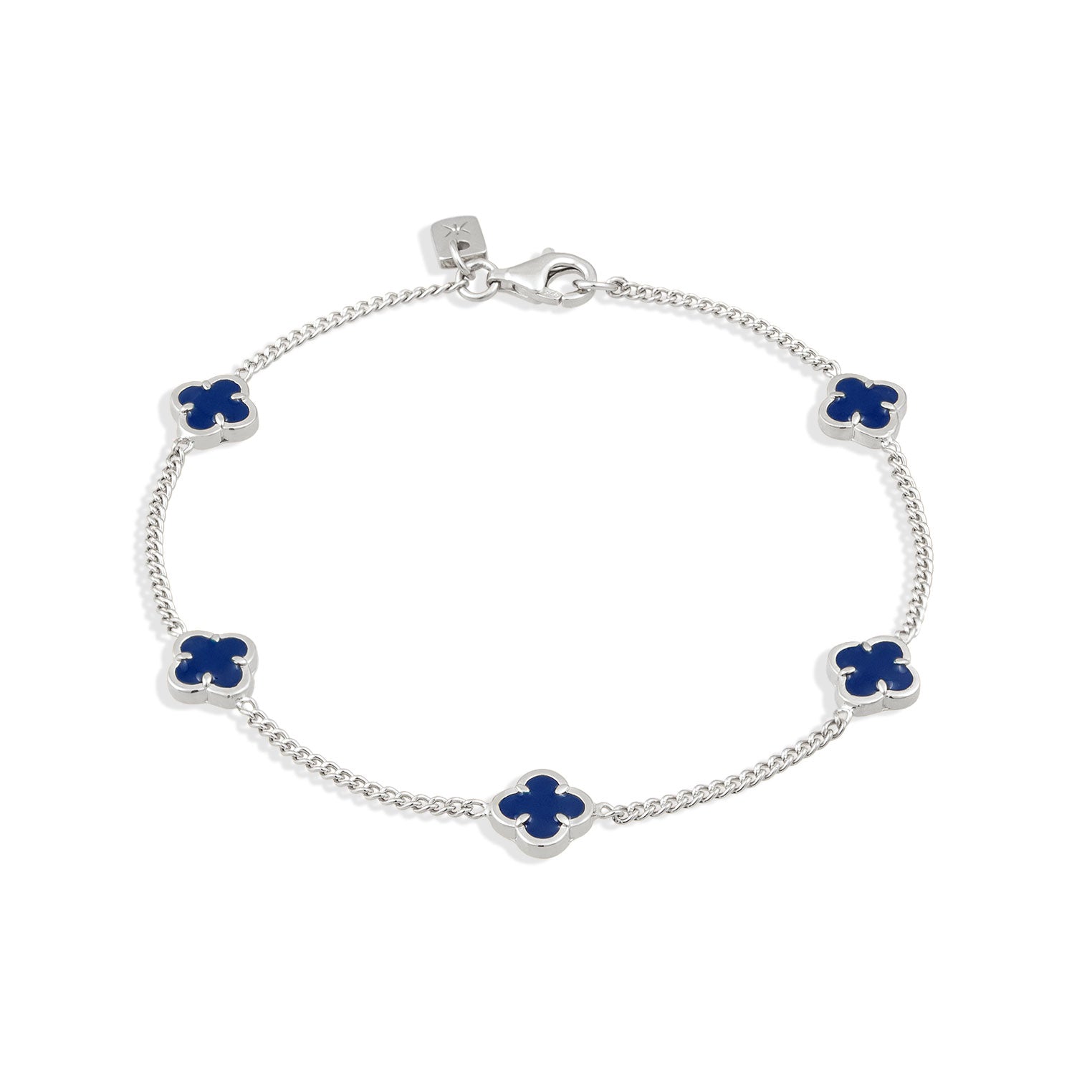 Curb chain bracelet cloverleaf | enamel