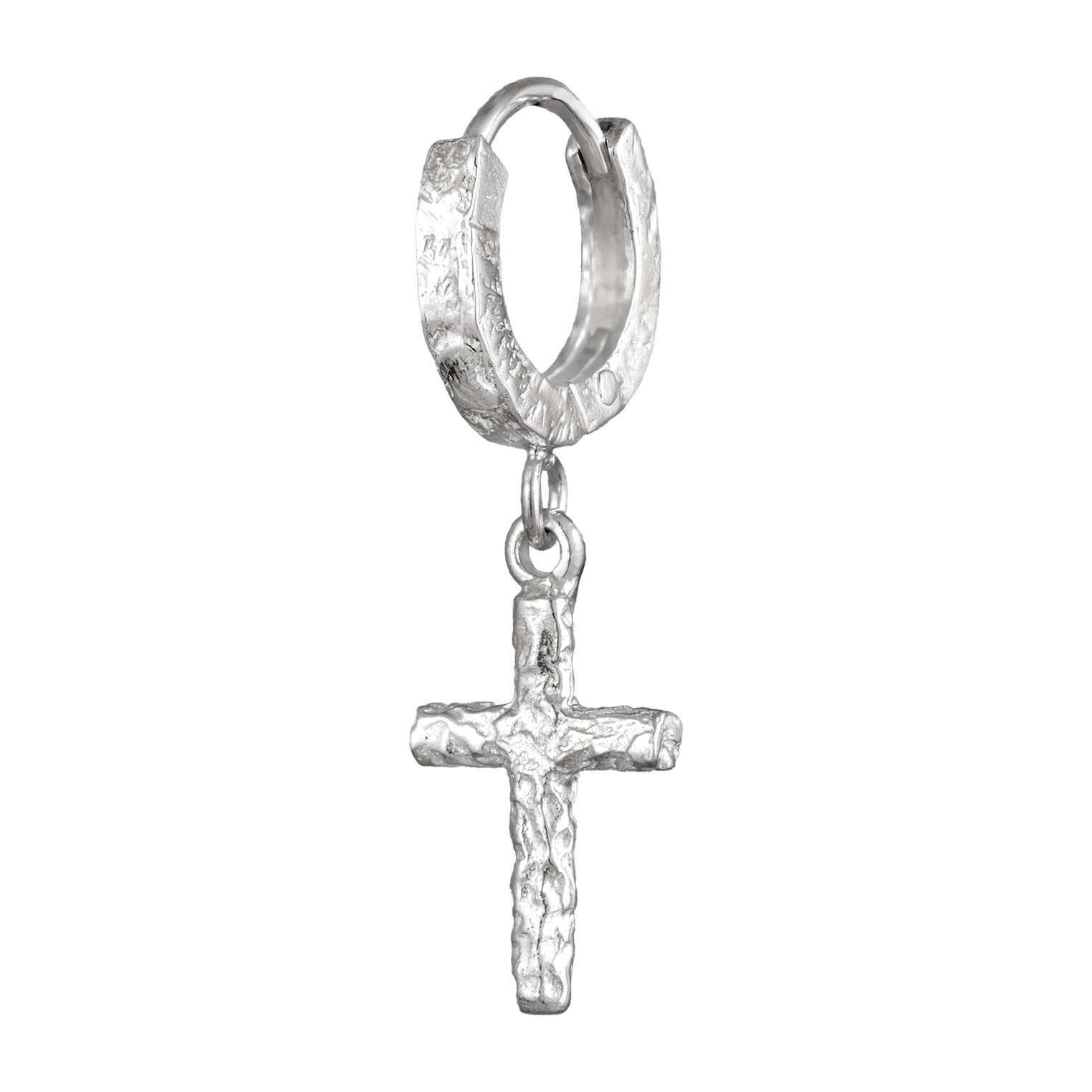 Silber - KUZZOI | Single Creole Kreuz | 925 Sterling Silber