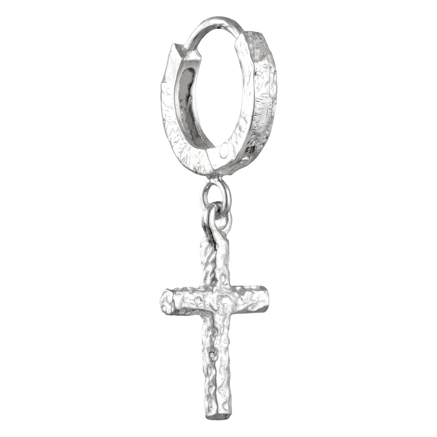 Silber - KUZZOI | Single Creole Kreuz | 925 Sterling Silber