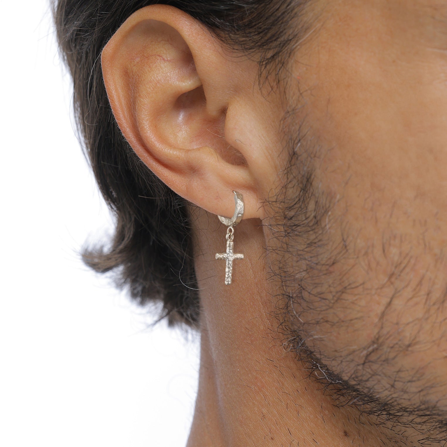 Silber - KUZZOI | Single Creole Kreuz | 925 Sterling Silber