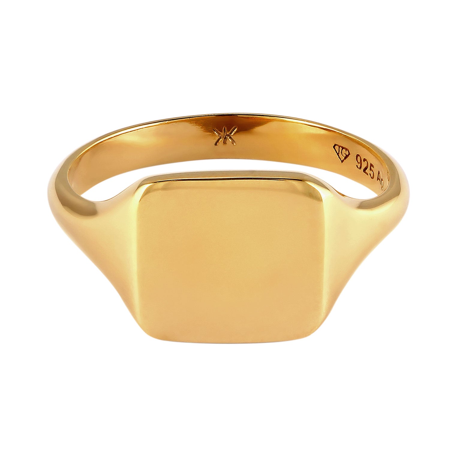 Gold - KUZZOI | Siegelring Quadrat | 925 Sterling Silber vergoldet