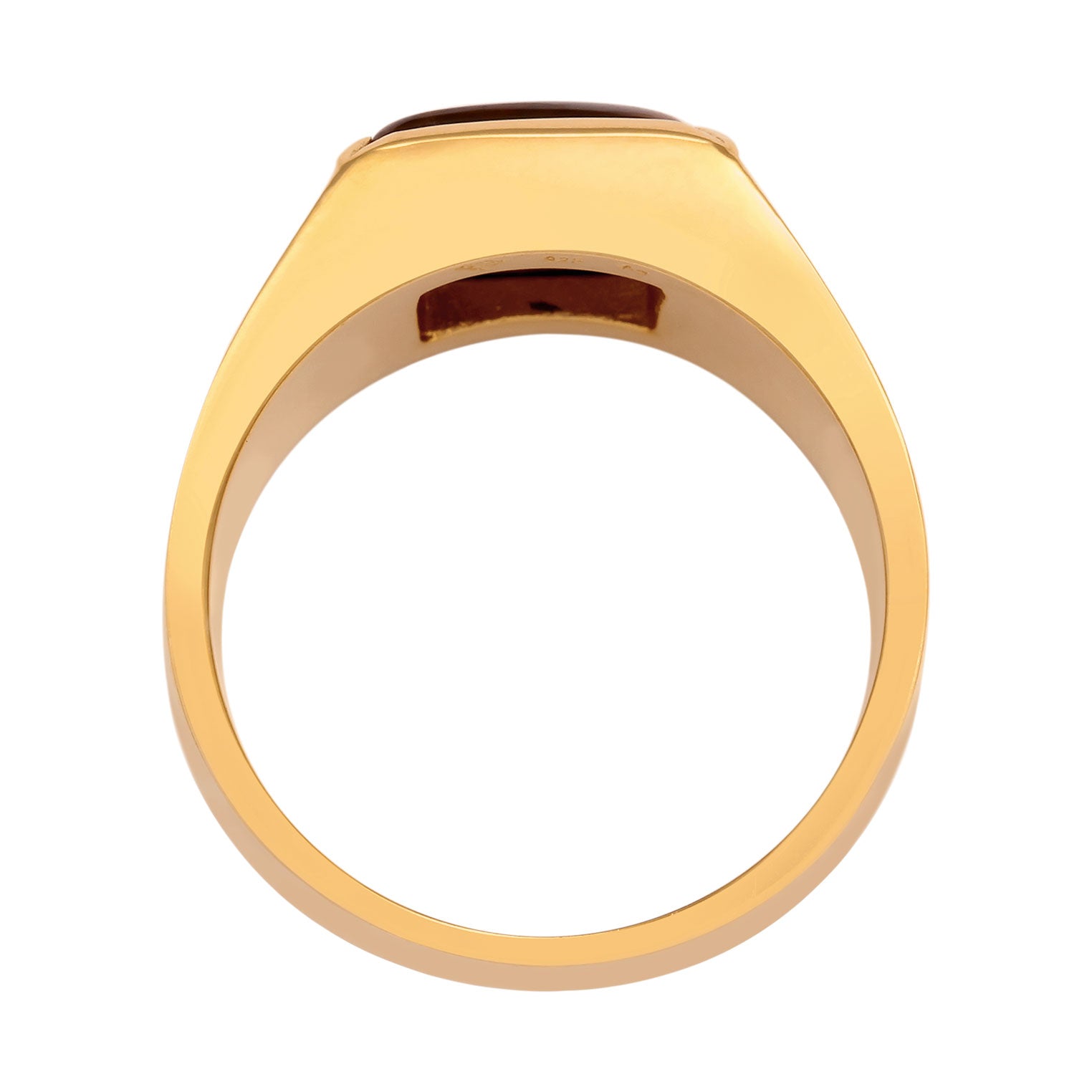 Gold - KUZZOI | Siegelring | Tigerauge (Braun) | 925 Sterling Silber vergoldet