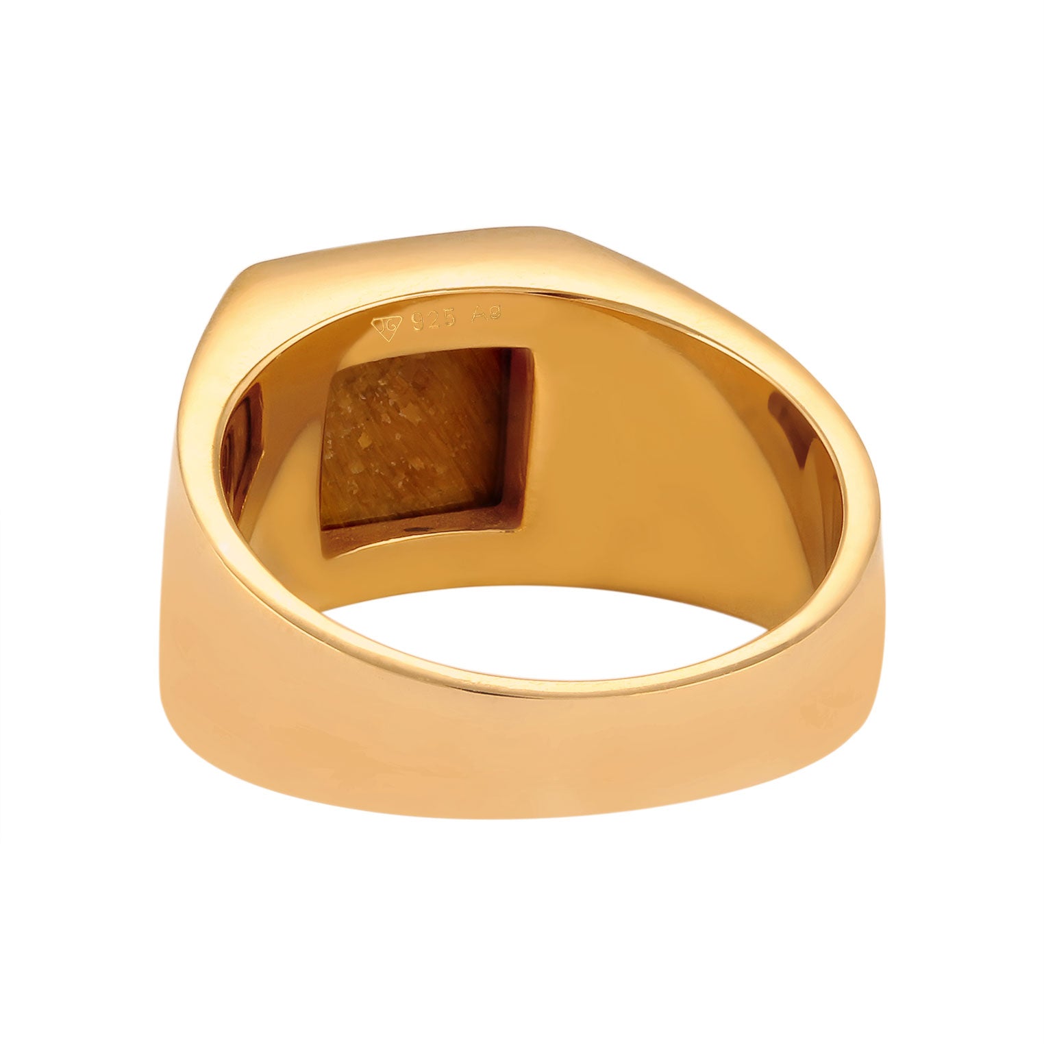 Gold - KUZZOI | Siegelring | Tigerauge (Braun) | 925 Sterling Silber vergoldet