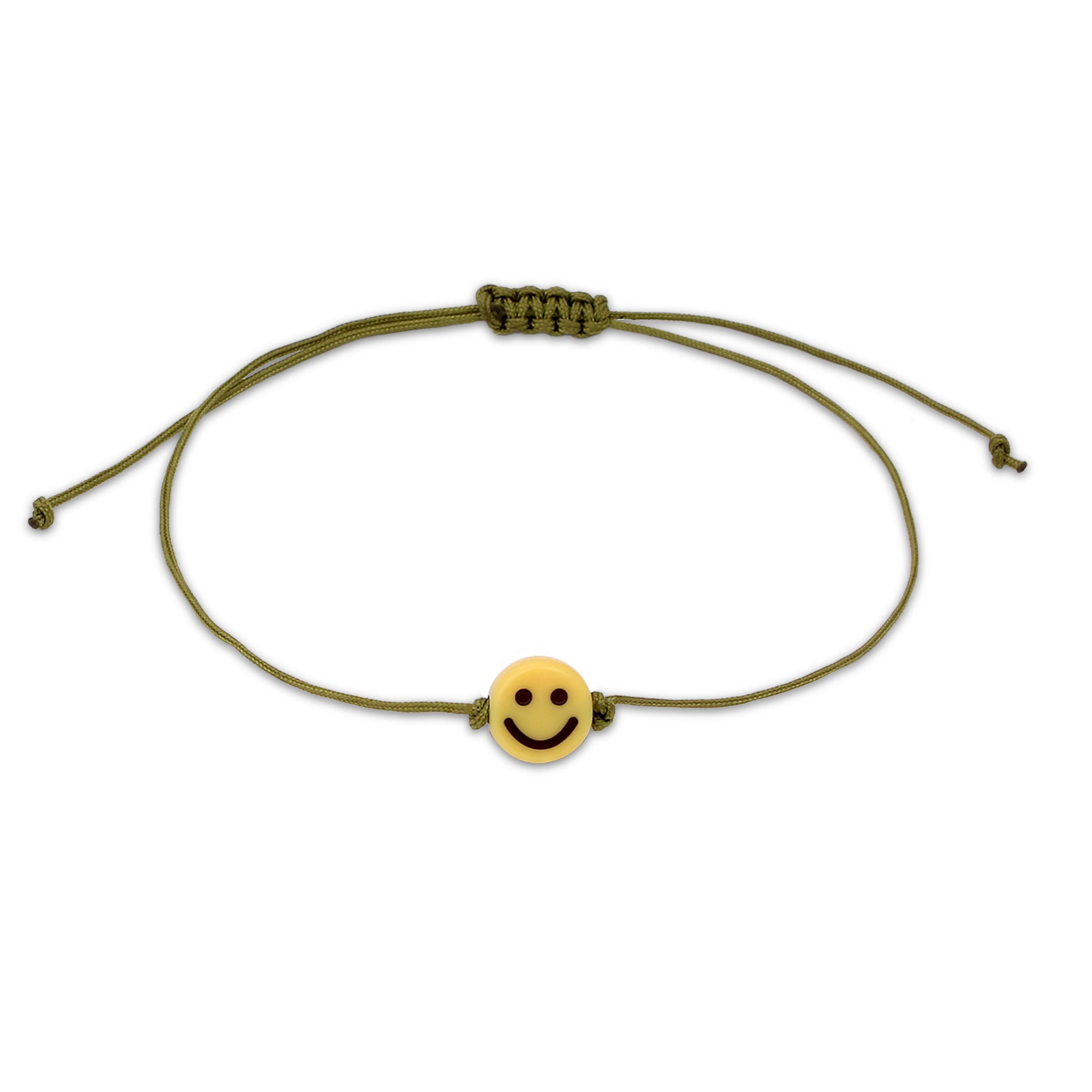 Olivgrün - KUZZOI | Armband Smiling Face | Nylon (Oliv)