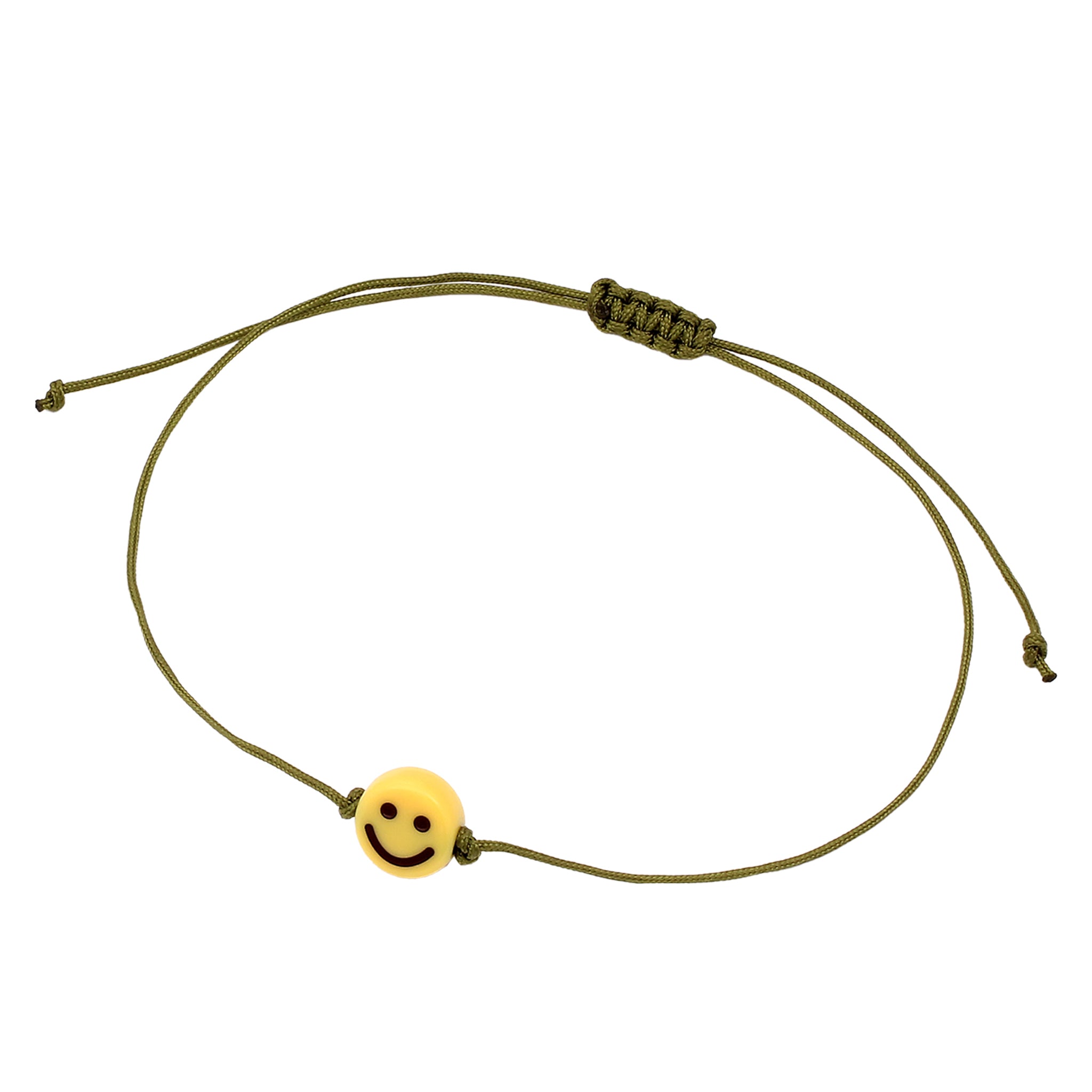 Olivgrün - KUZZOI | Armband Smiling Face | Nylon (Oliv)