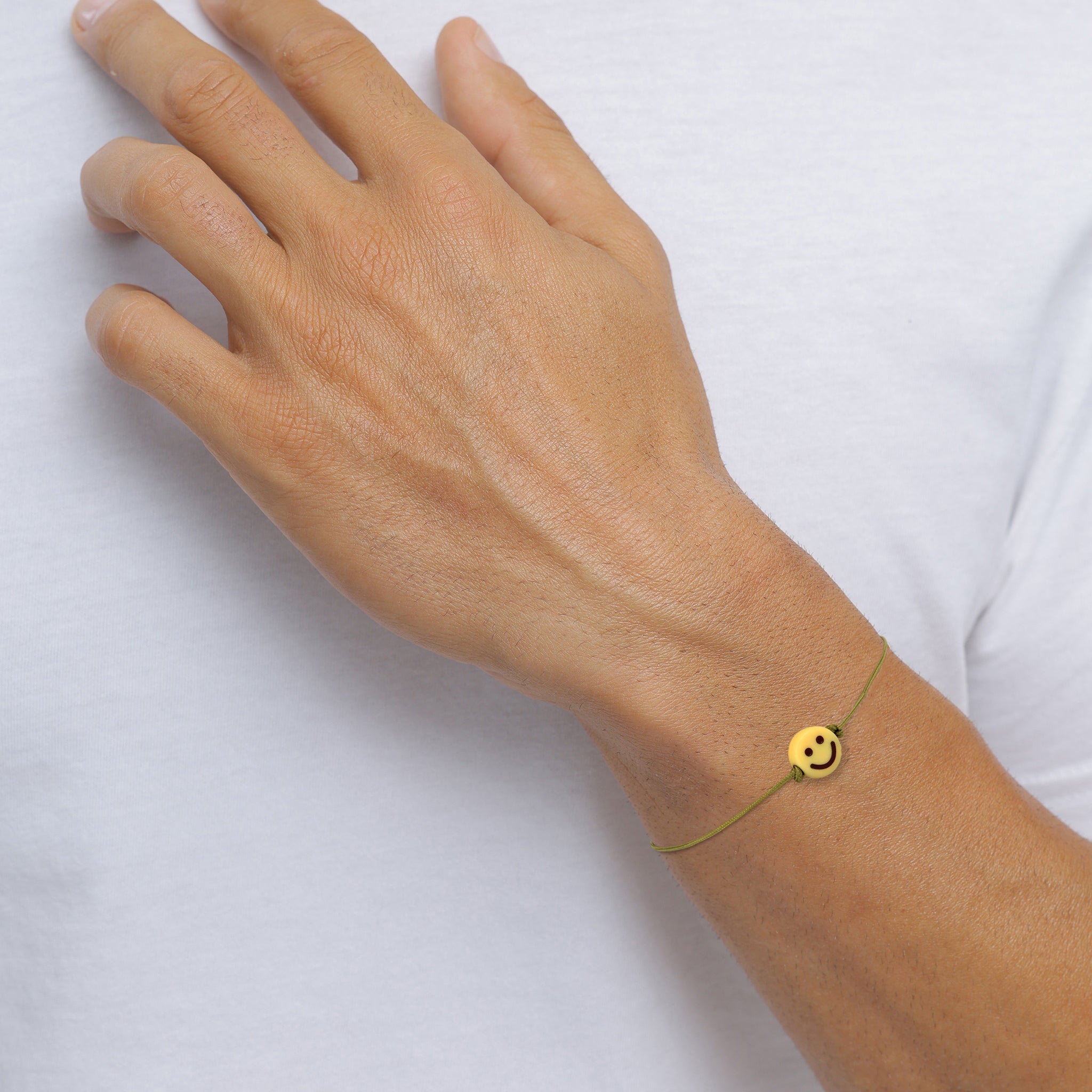 Olivgrün - KUZZOI | Armband Smiling Face | Nylon (Oliv)