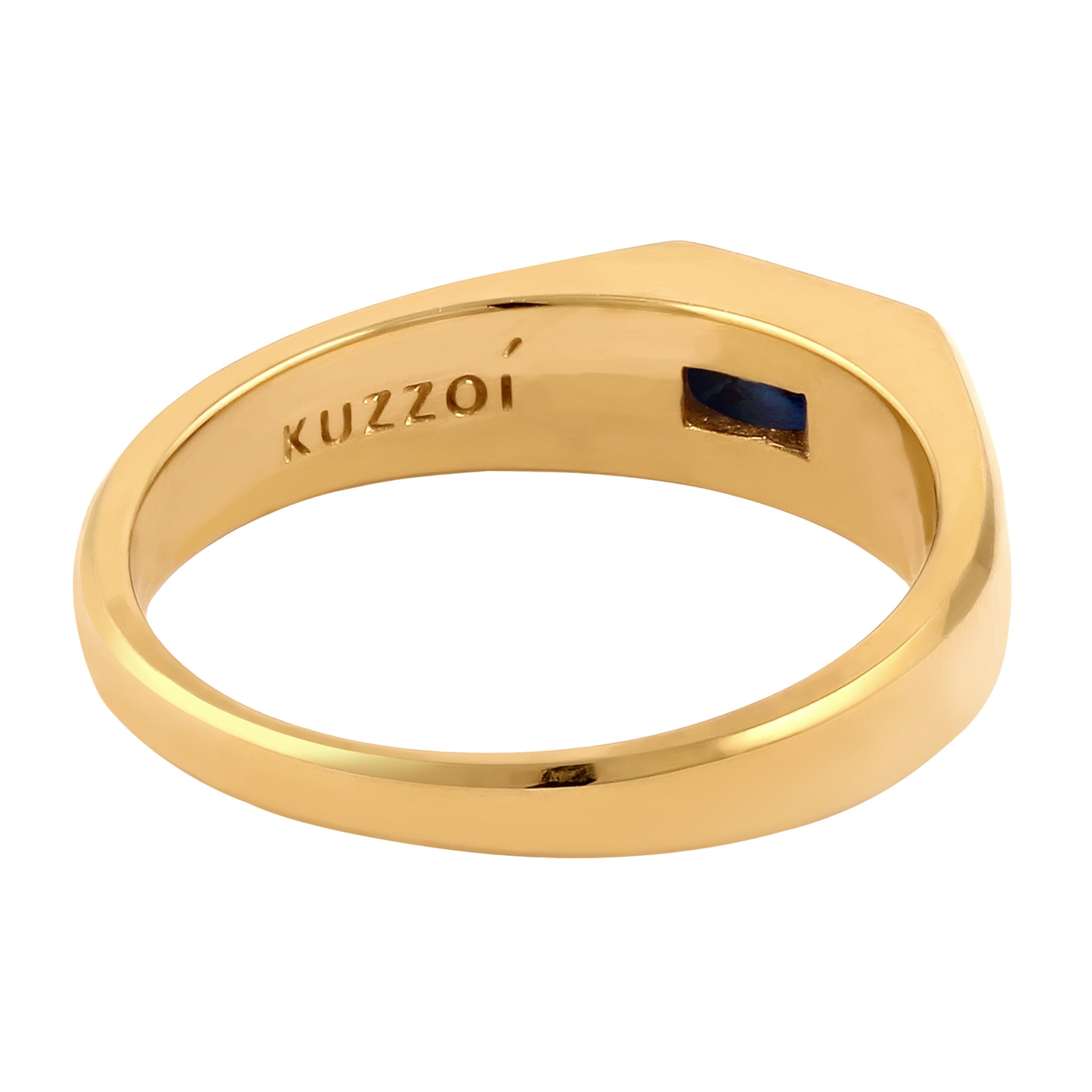 Gold - KUZZOI | Siegelring | Synthetischer Saphir (Blau) | 925 Sterling Silber vergoldet