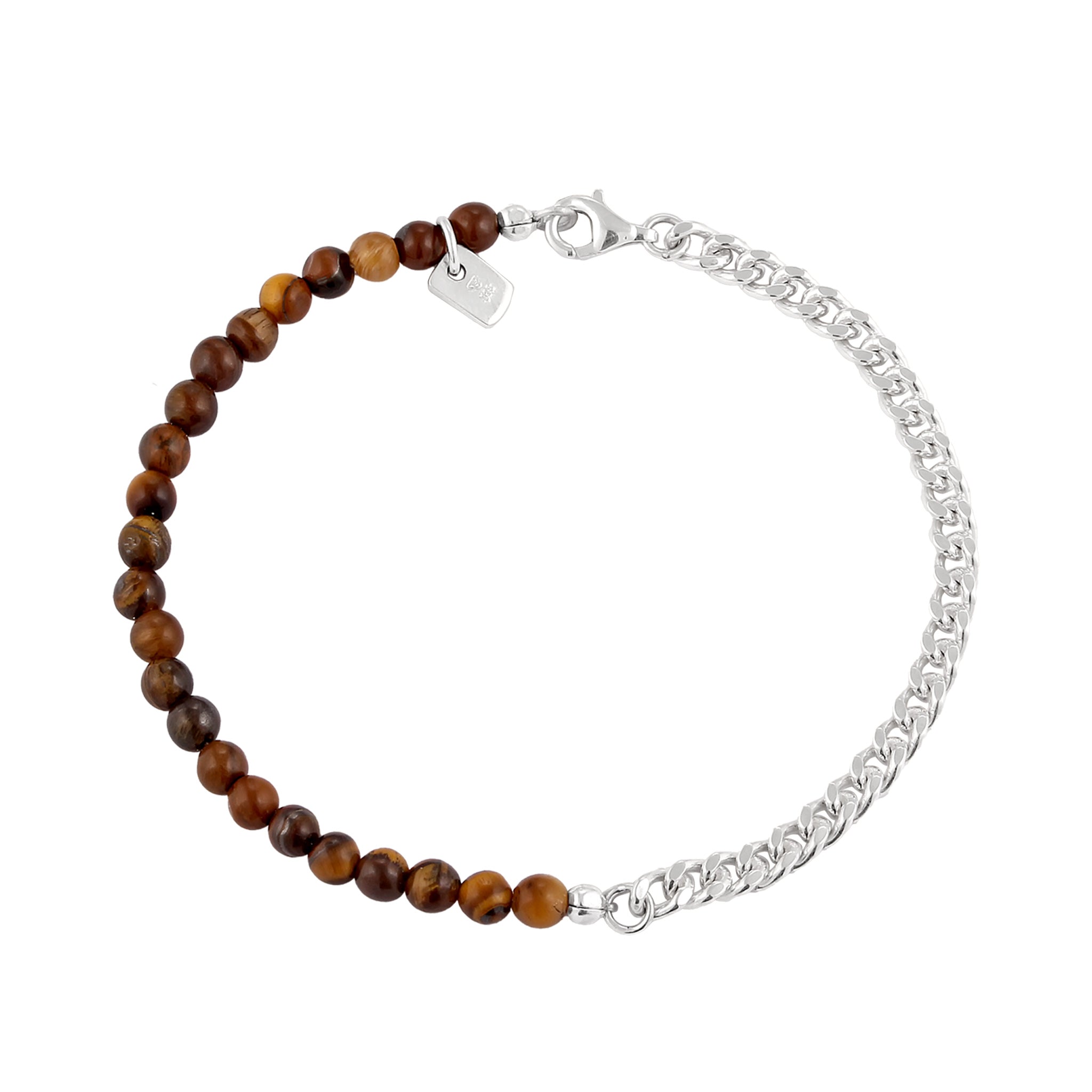 Silber - KUZZOI | Panzer-Armband | Tigerauge (Braun) | 925 Sterling Silber