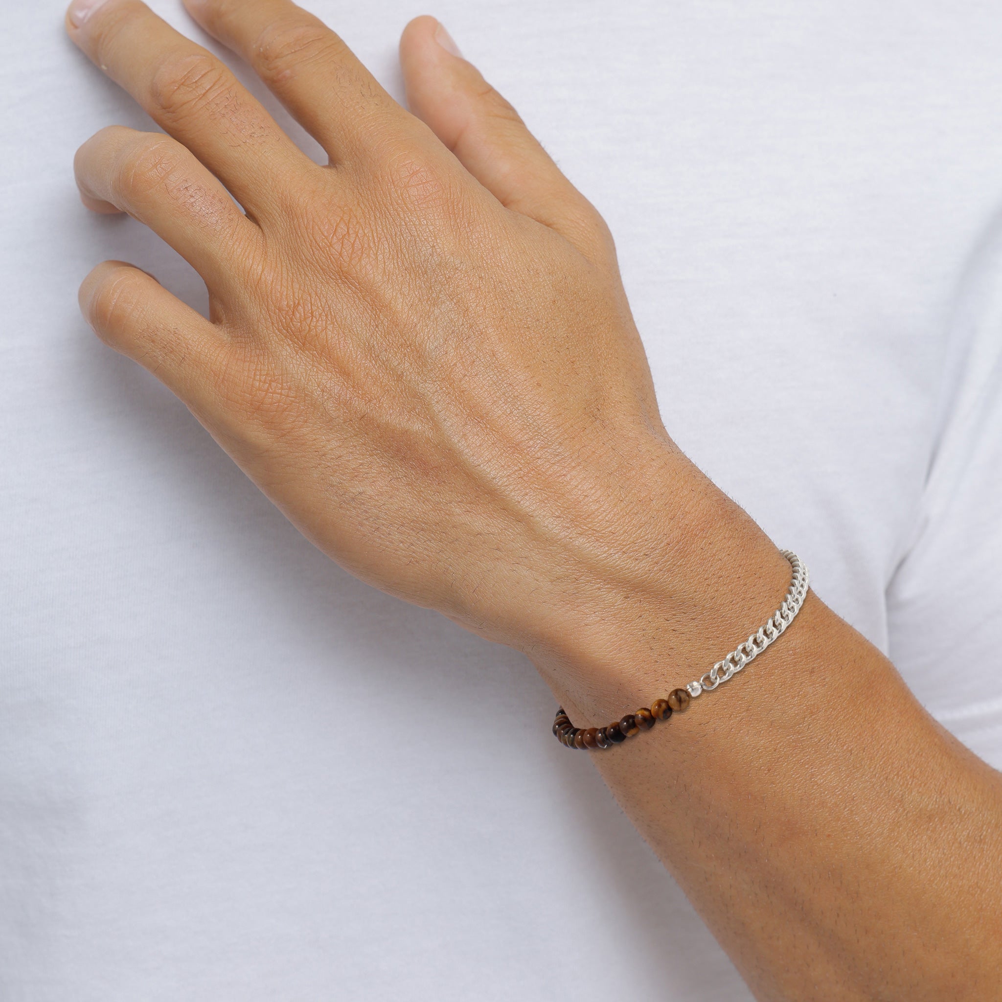 Silber - KUZZOI | Panzer-Armband | Tigerauge (Braun) | 925 Sterling Silber