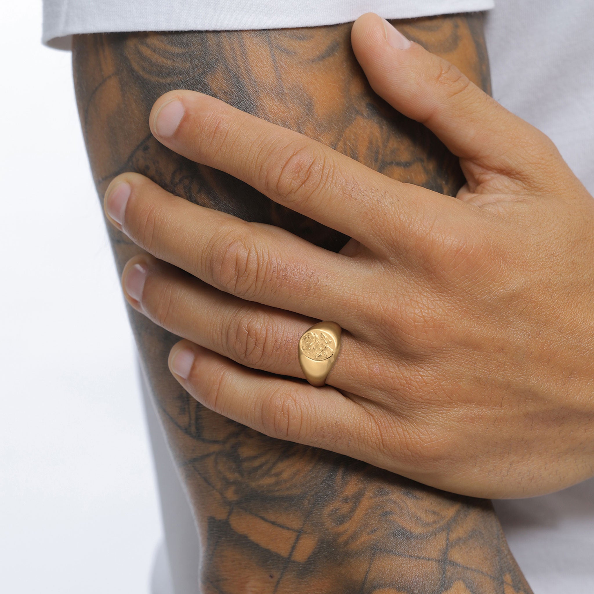 Gold - KUZZOI | Siegelring Rose | 925 Sterling Silber vergoldet