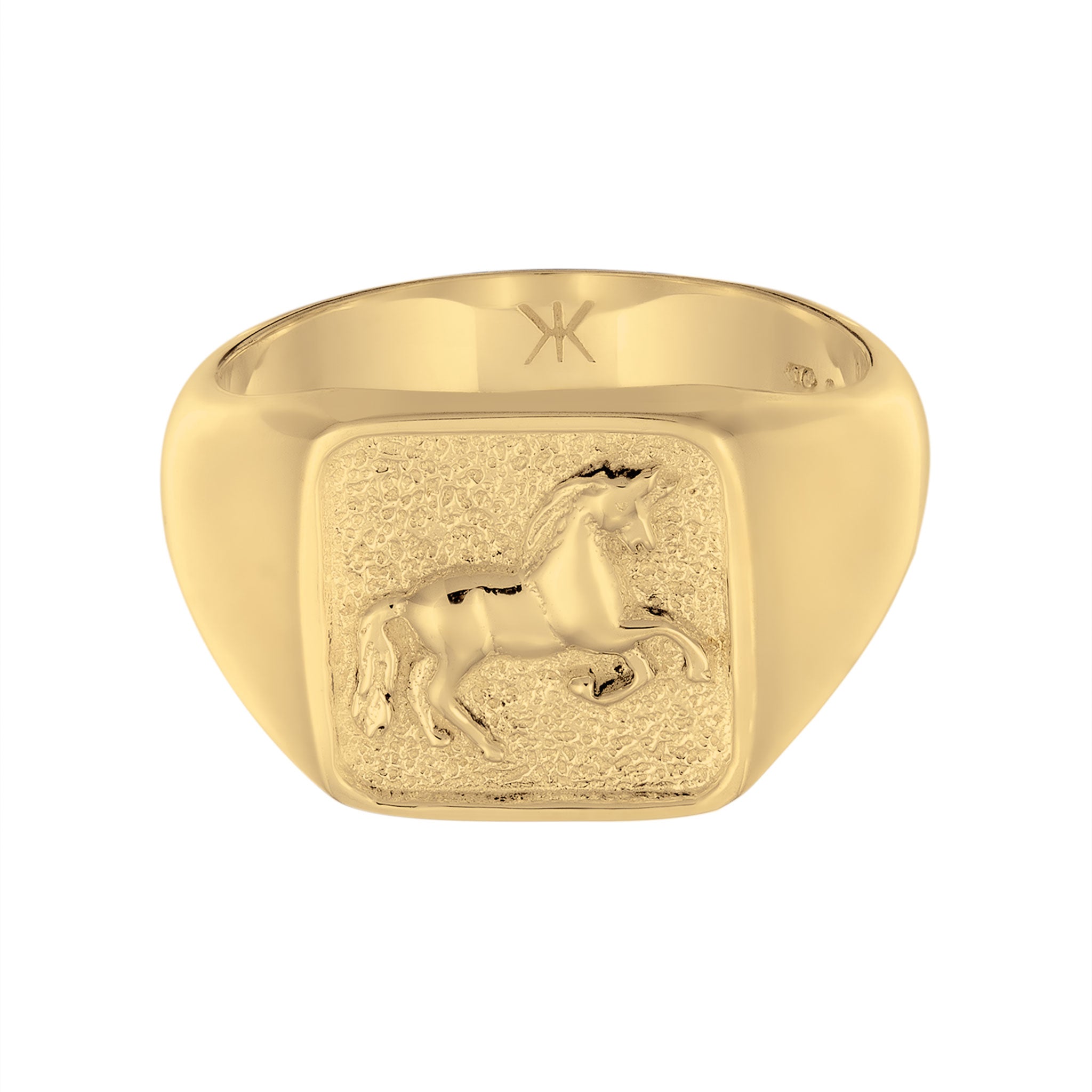 Gold - KUZZOI | Siegelring Pferd | 925 Sterling Silber vergoldet