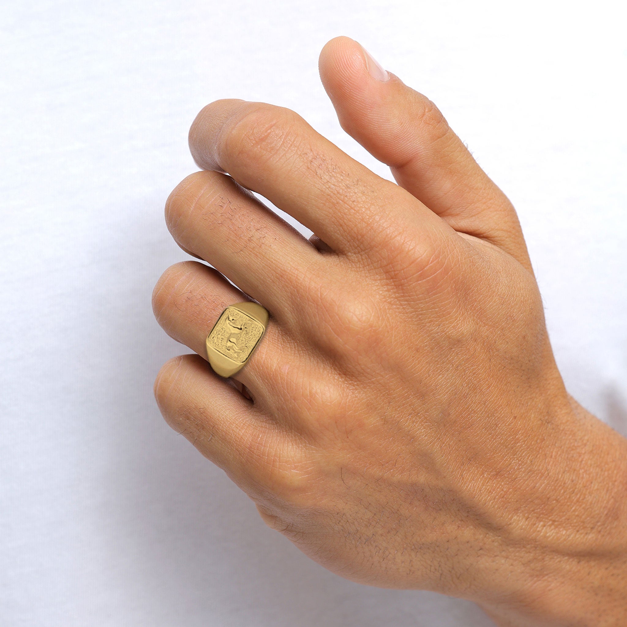 Gold - KUZZOI | Siegelring Pferd | 925 Sterling Silber vergoldet