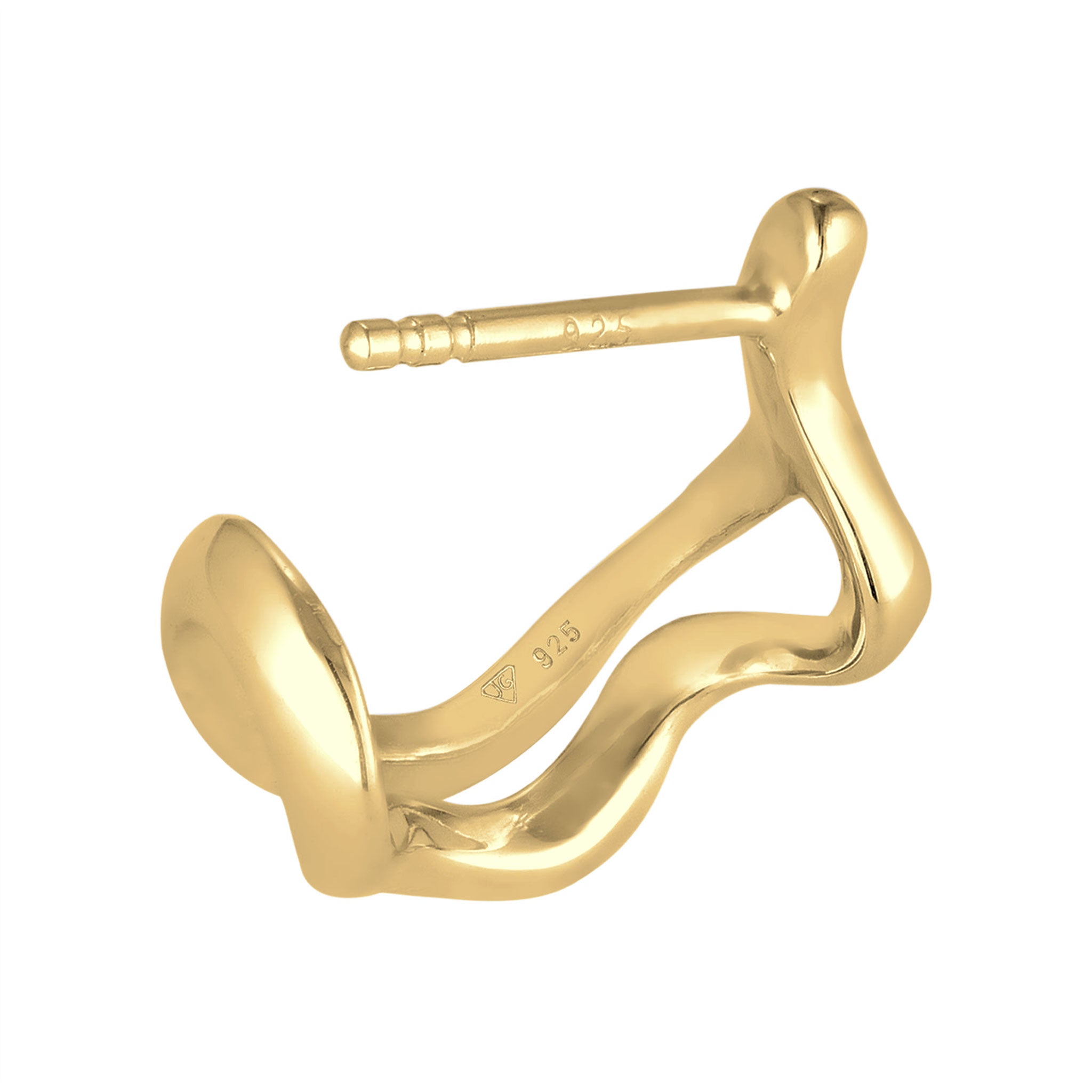 Gold - KUZZOI | Single Ohrstecker Organic | 925 Sterling Silber vergoldet