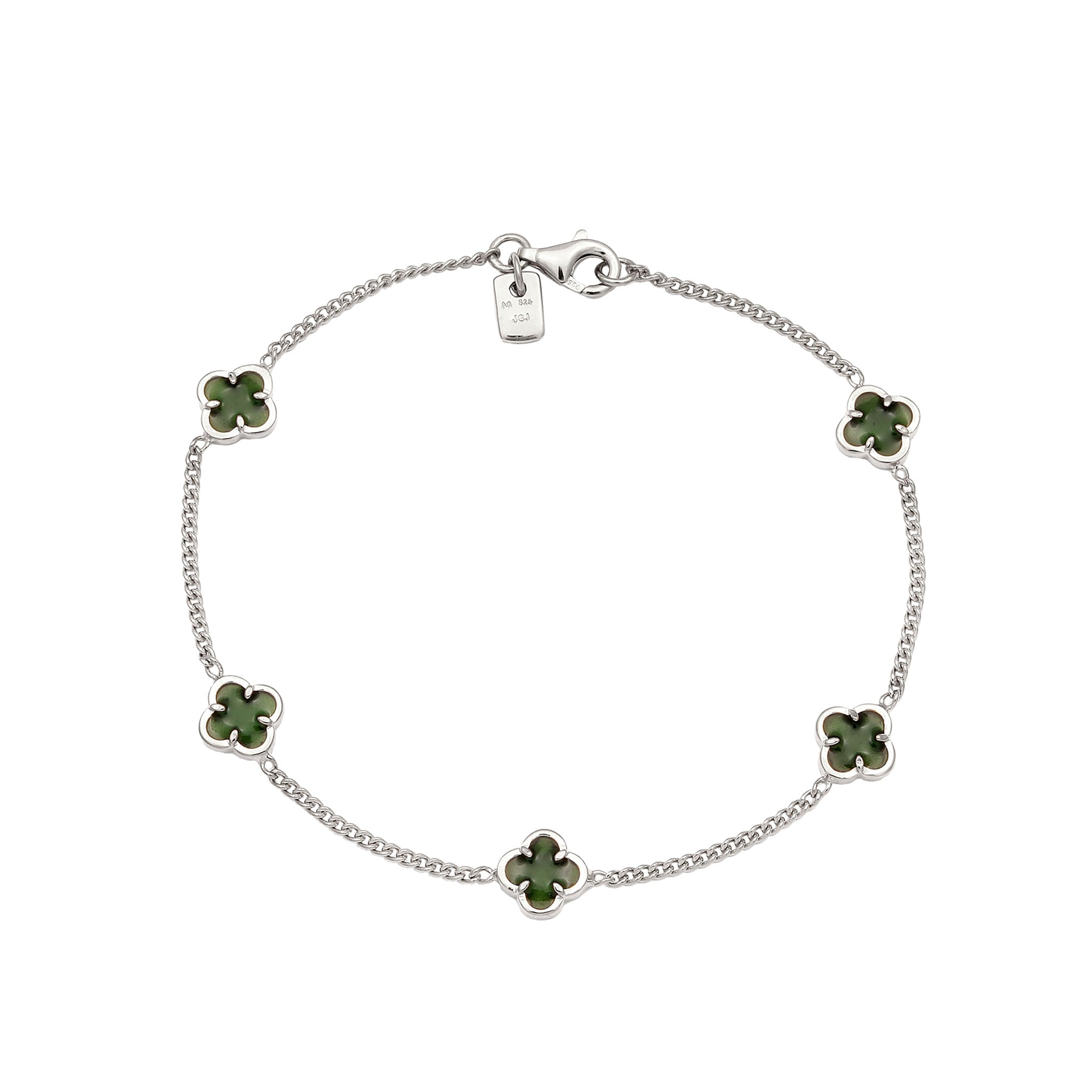 Silber - KUZZOI | Armband Kleeblatt | Emaille (Grün) | 925 Sterling Silber